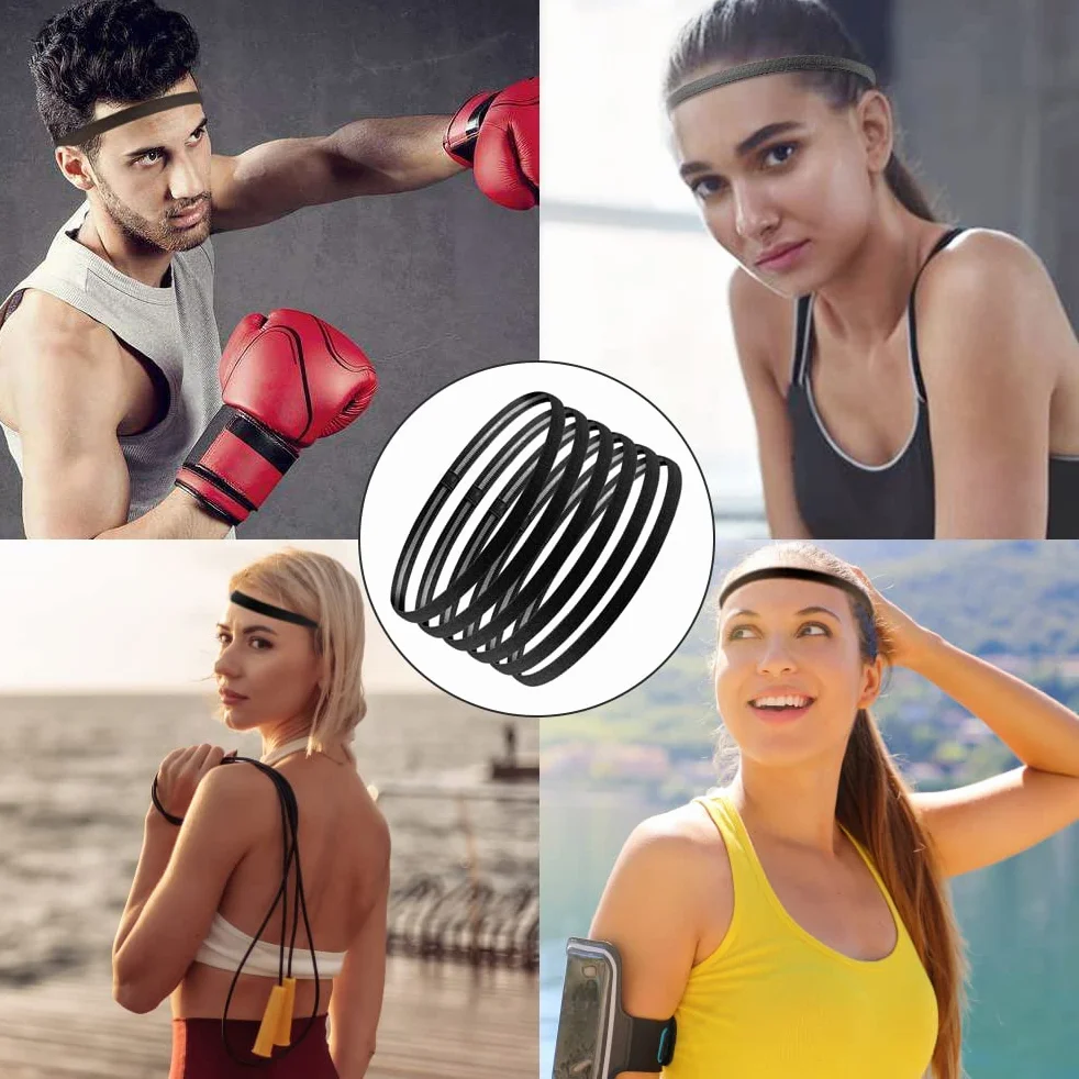 Cinta Deportiva Pelo 6 Piezas, Diadema Elástica Antideslizante para Yoga Fútbol Jogging