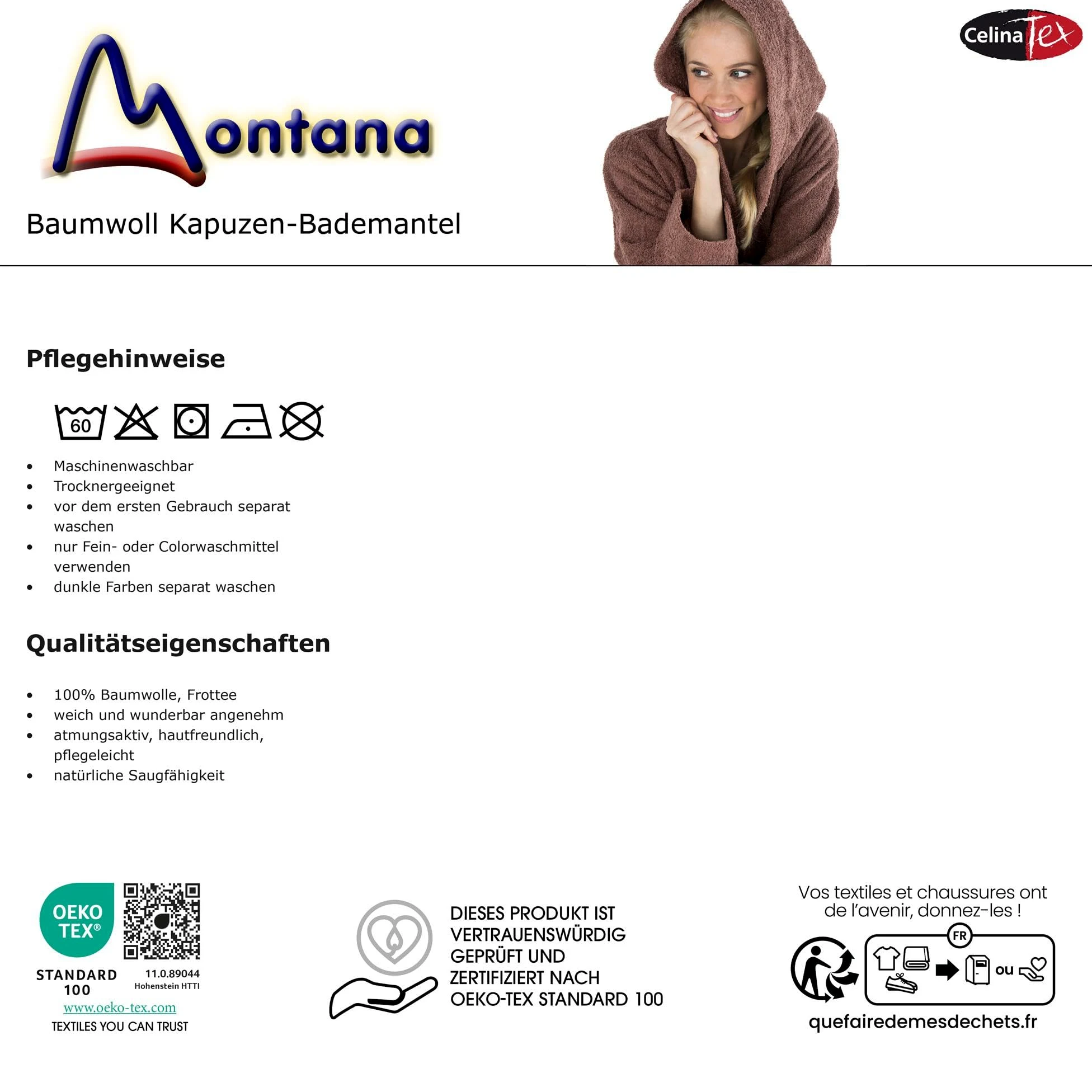 CelinaTex - Albornoz Unisex con Cuello Esmoquin o Capucha, Albornoz de algodón de Rizo para Sauna, Talla XL, Gris Oscuro