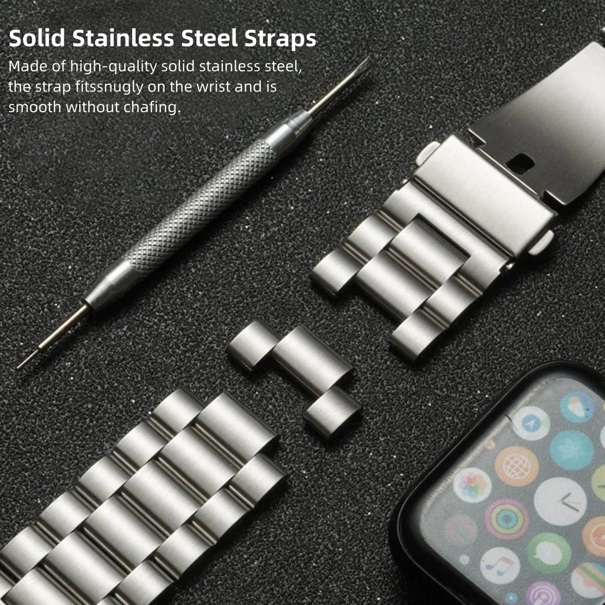 Correas de Reloj Meta de Acero Inoxidable 16mm 18mm 20mm 22mm 24mm Correa de Repuesto Macizo Cepillado para Relojes y Smartwatches de Mujer Brazalete de Metal Hombres Mujeres