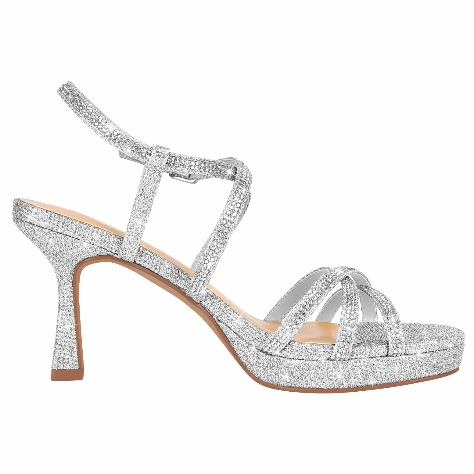 PIZZ ANNU Stellora Sandalias Plataforma Mujer de dedo Vestir Zapatos Verano Comodas con Tacon Alto Brillantes Elegantes para Fiesta y Boda