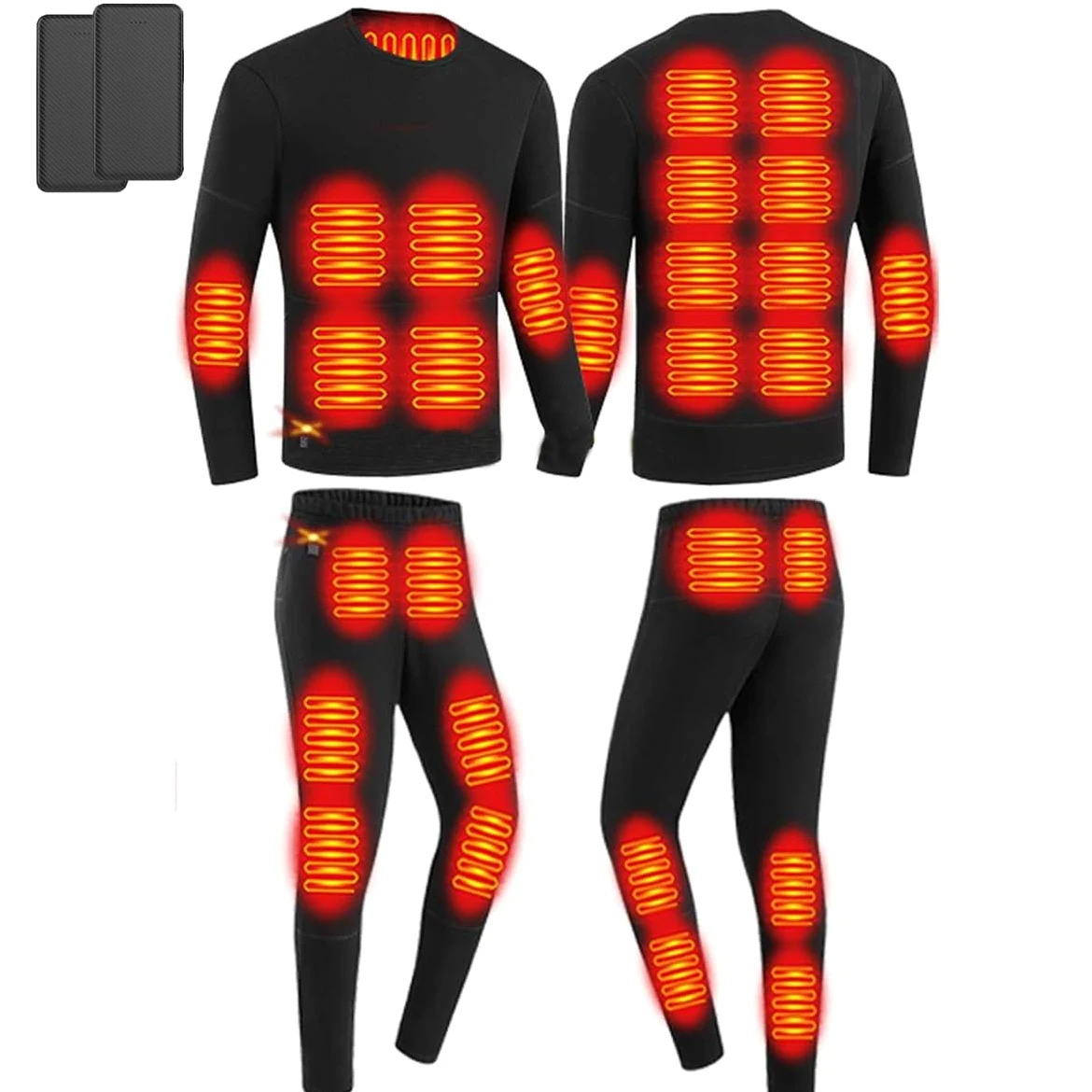 Conjunto de Ropa Interior térmica para Hombre con batería Externa, 28 Zonas de Calentamiento, Ideal para Caza y Pesca.
