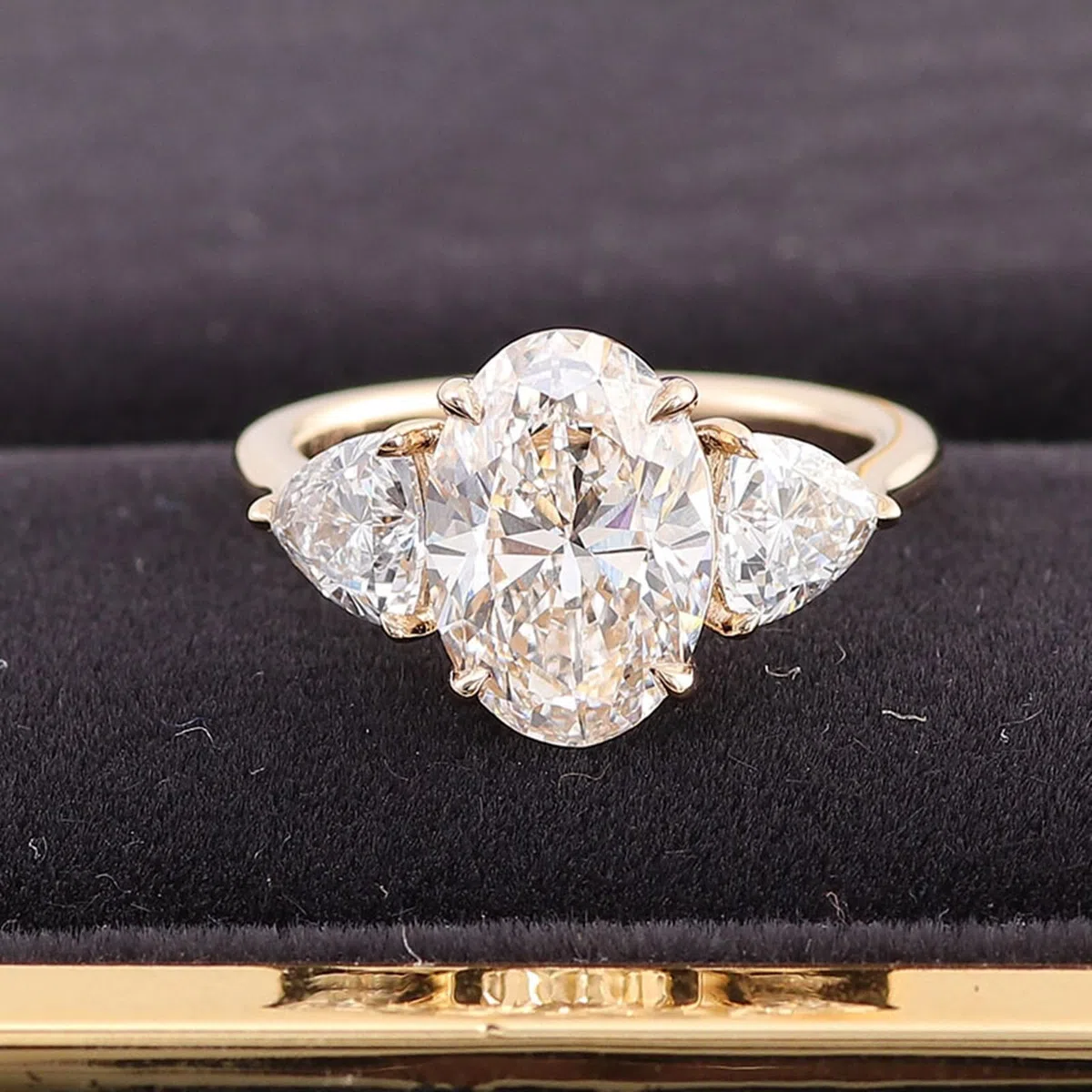 Anillo de oro amarillo para mujer, Moissanite, anillo de compromiso, oro auténtico 375/585/750, elegante anillo de boda de 9 K/14 K/18 K, oro con grabado para mujeres