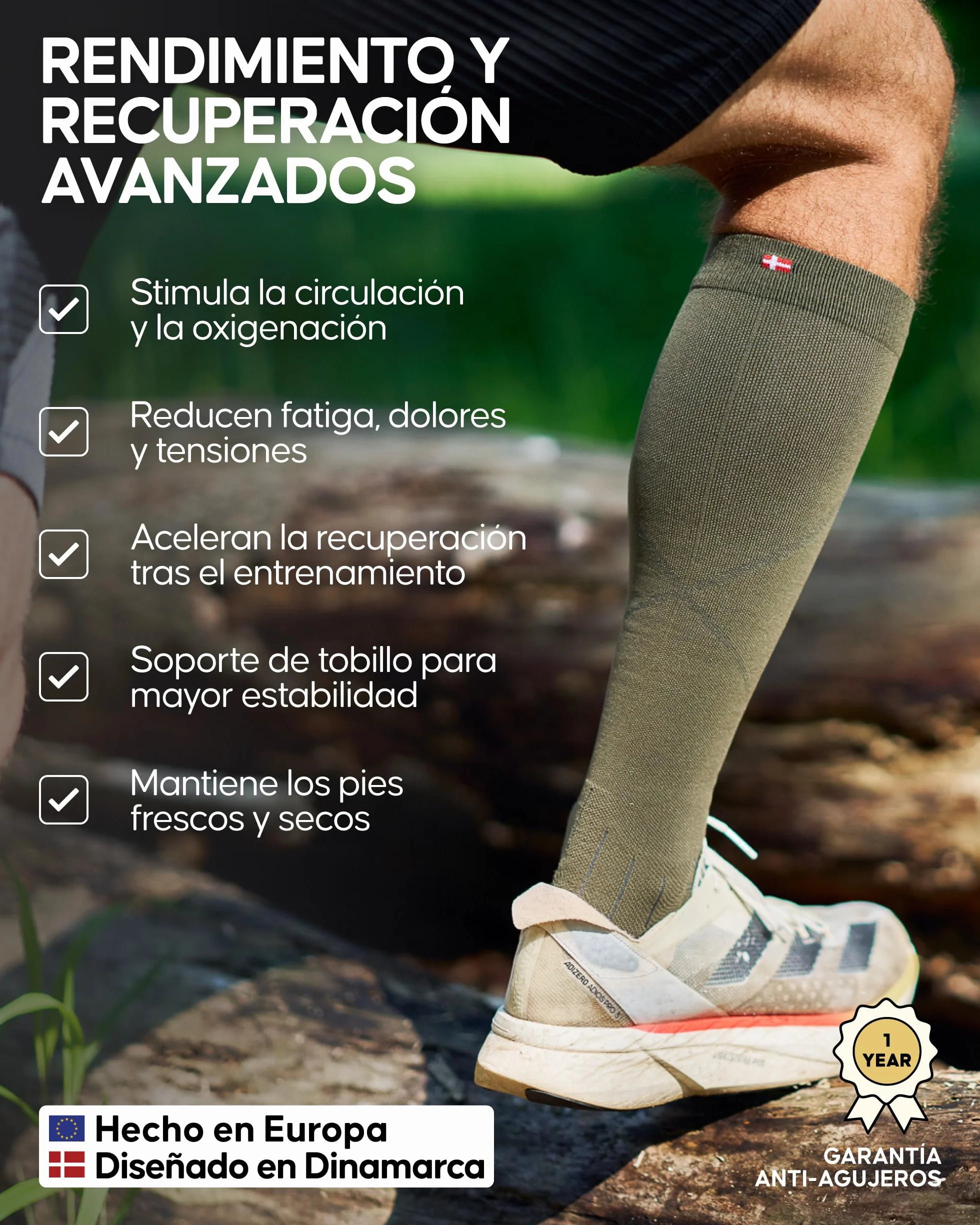 DANISH ENDURANCE Calcetines de Compresión Unisex, Soporte Firme Graduado para Entrenamiento