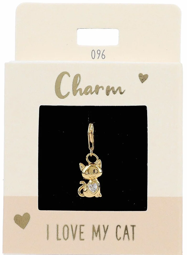 Depesche 11785-096 Charms Exprésate - Colgante para Collares y Pulseras, Gato, Dorado, como pequeño Regalo