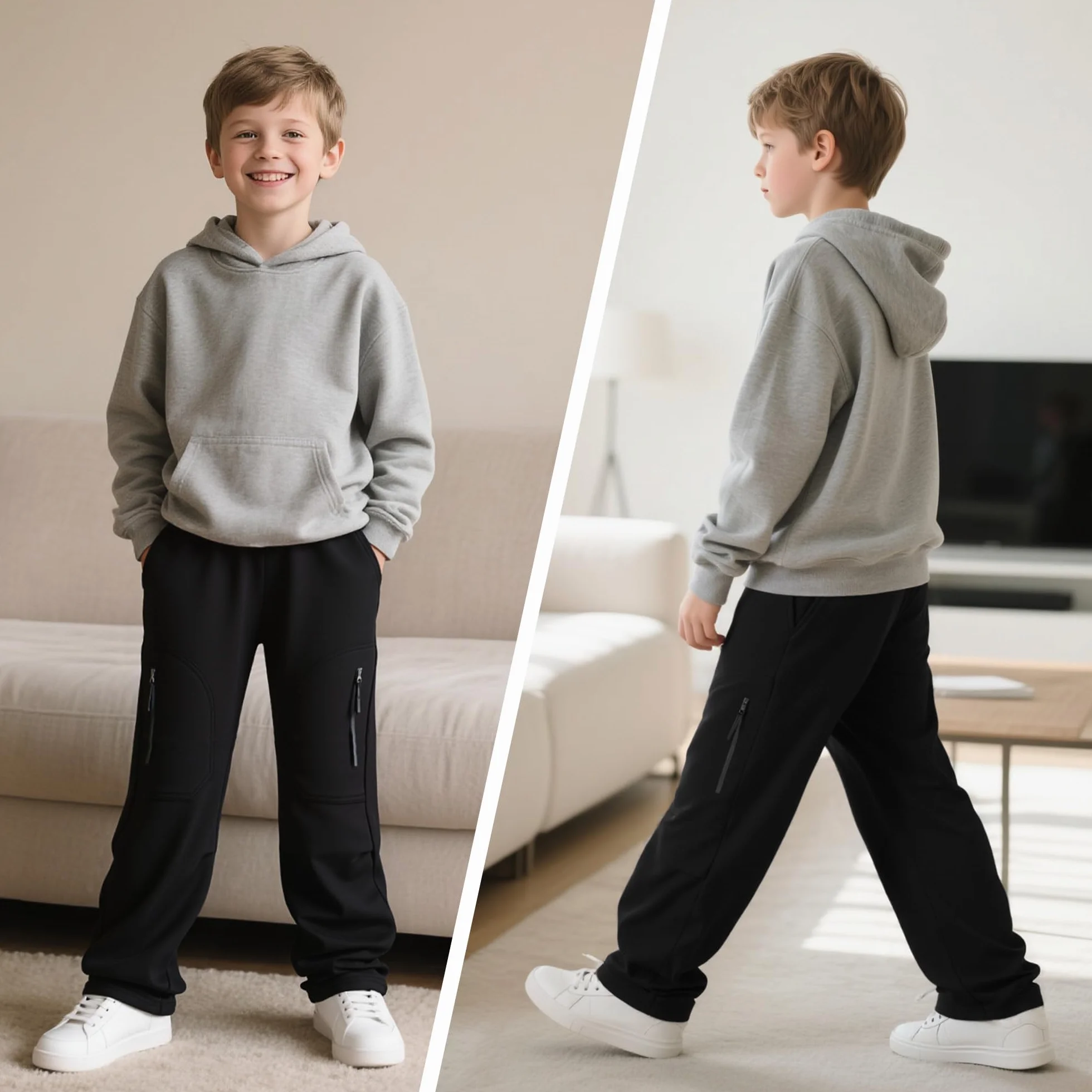 Pantalón Cargo Niños Algodón Multibolsillos Jogging Chándal Transpirable Cintura Elástica 5-13 Años