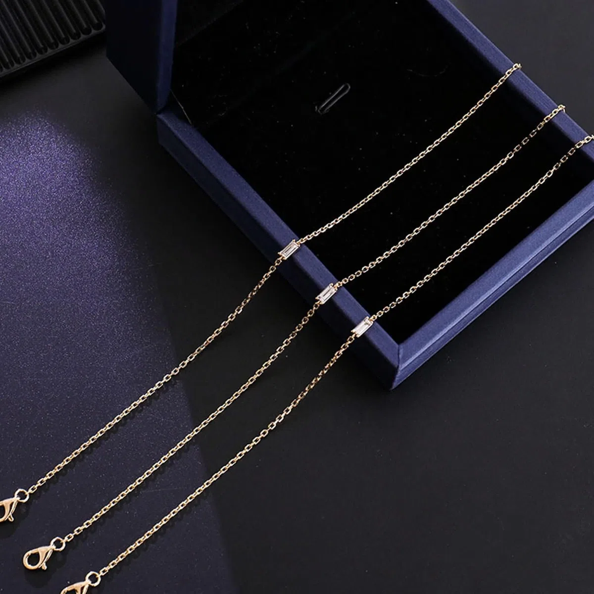 Pulseras de Oro Amarillo para Mujer 9K / 14K / 18K, Rectángulo con Moissanita, Cadena Extensible 16 CM + 5 CM, Pulseras de Cadena Oro Mujer Ajustable