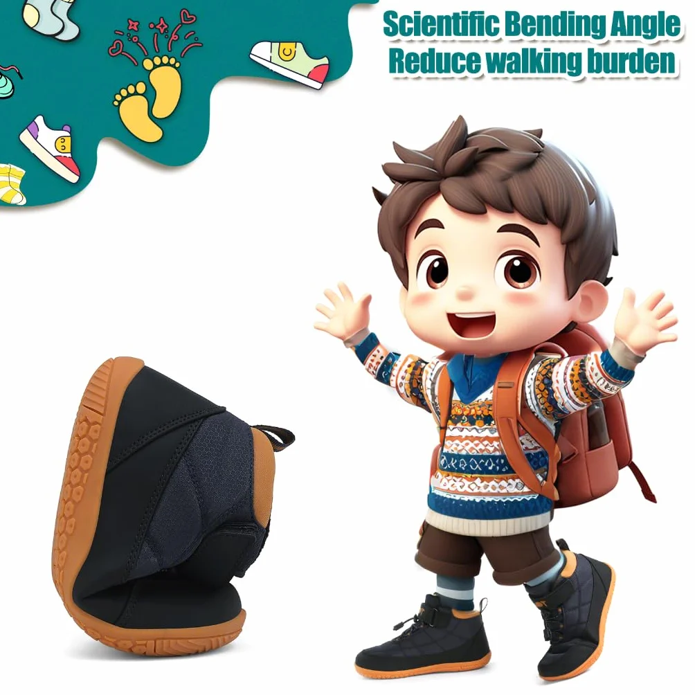 Wizshoe Botas Barefoot Lente Herfst Overgang Niño Niña Alta Zapatillas Resistente al agua Antideslizante Descalzas Minimalistas Sneakers Trekking Ligeras Cómodas Azul 36EU