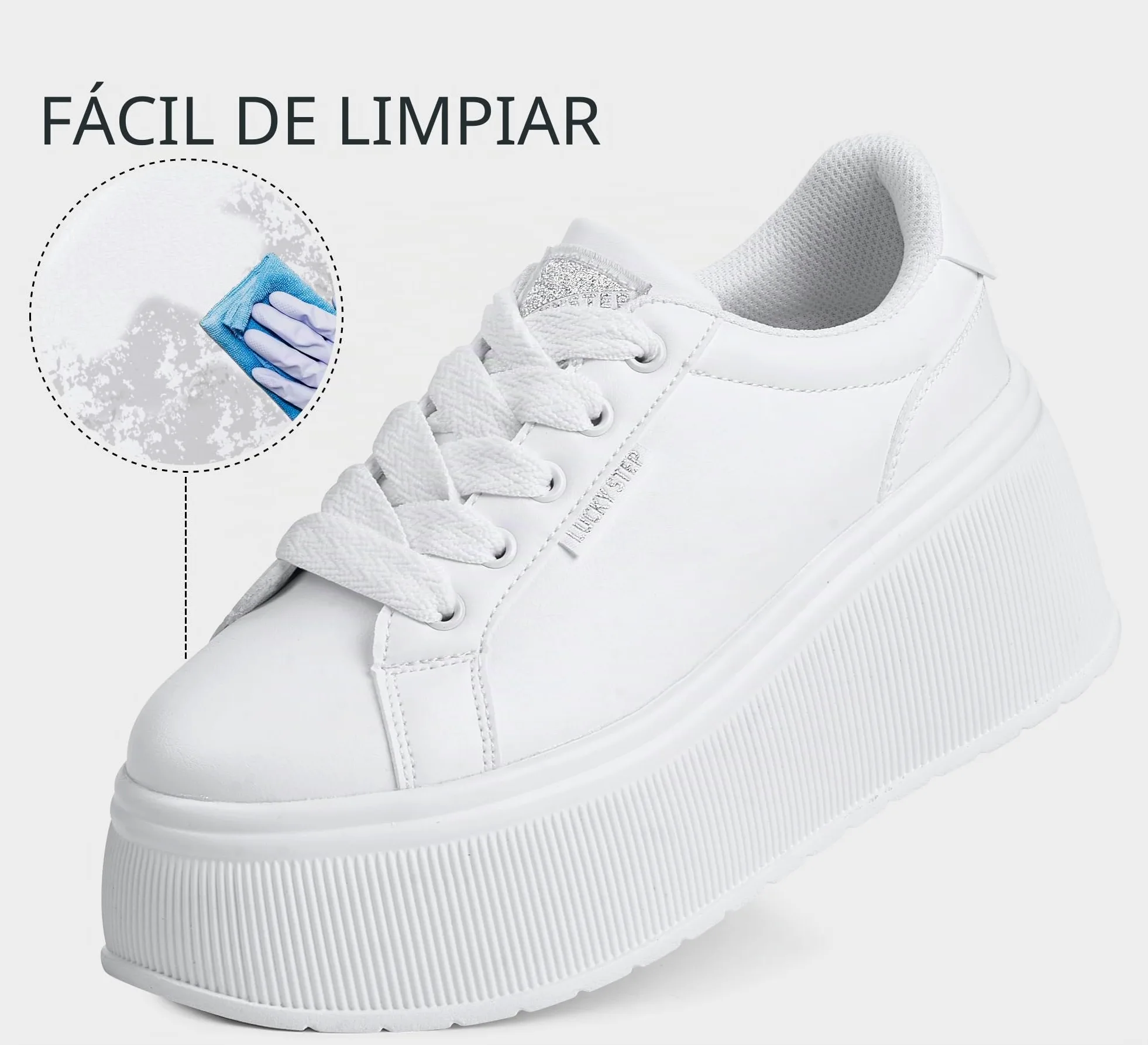 LUCKY STEP Zapatillas de Moda para Mujer con Plataforma | Zapatos Clásicos con Cuña de Lona Casual Bajas Retro para Caminar