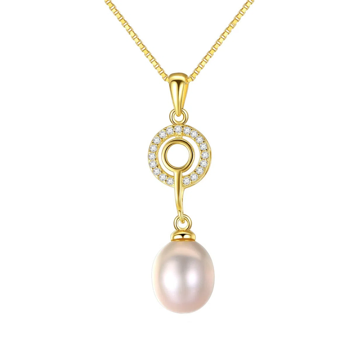 Collar de mujer de oro 375 auténtico, collar colgante de perla y sol con cadena de diamante de 45 cm para boda