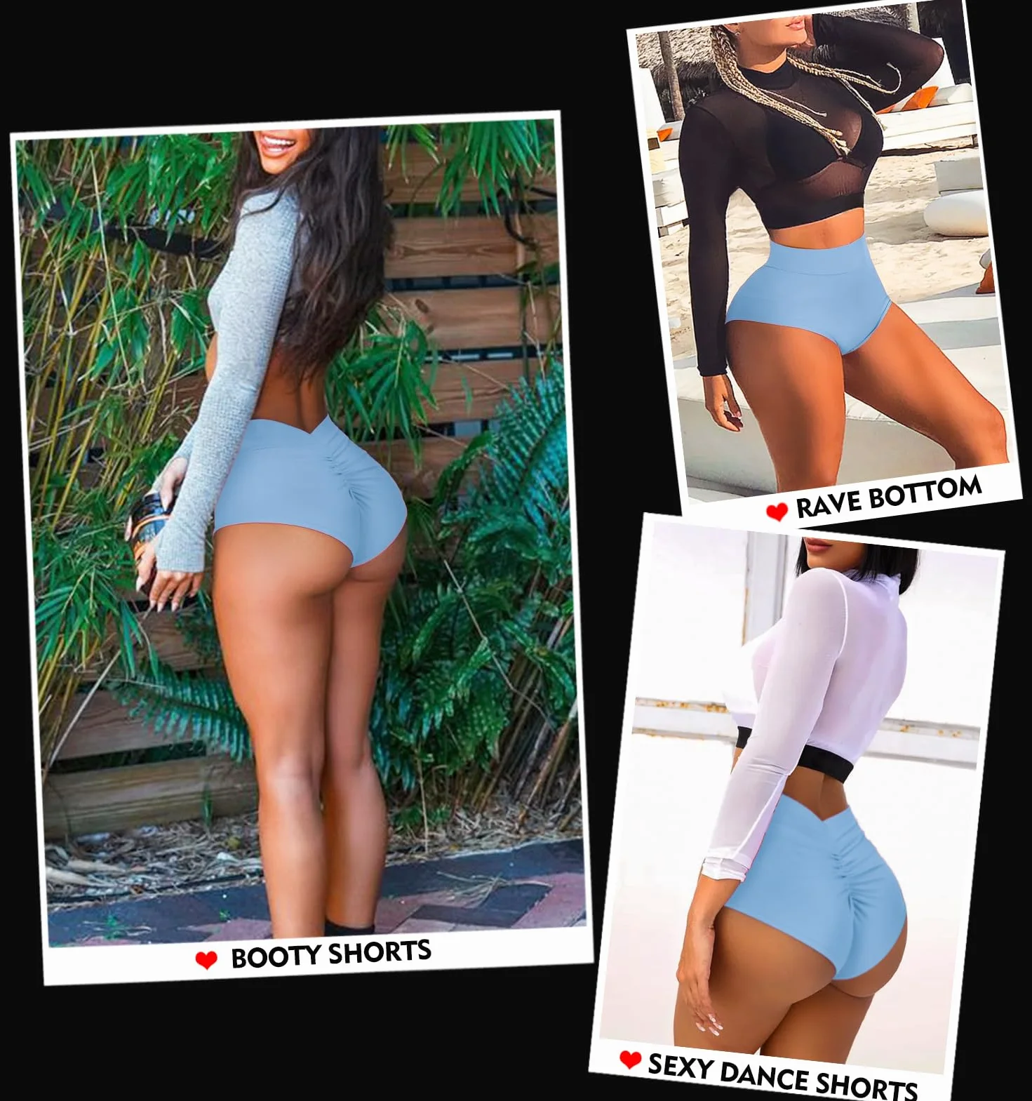 Pantalones cortos de yoga para mujer cintura alta espalda V elastano levantamiento glúteos