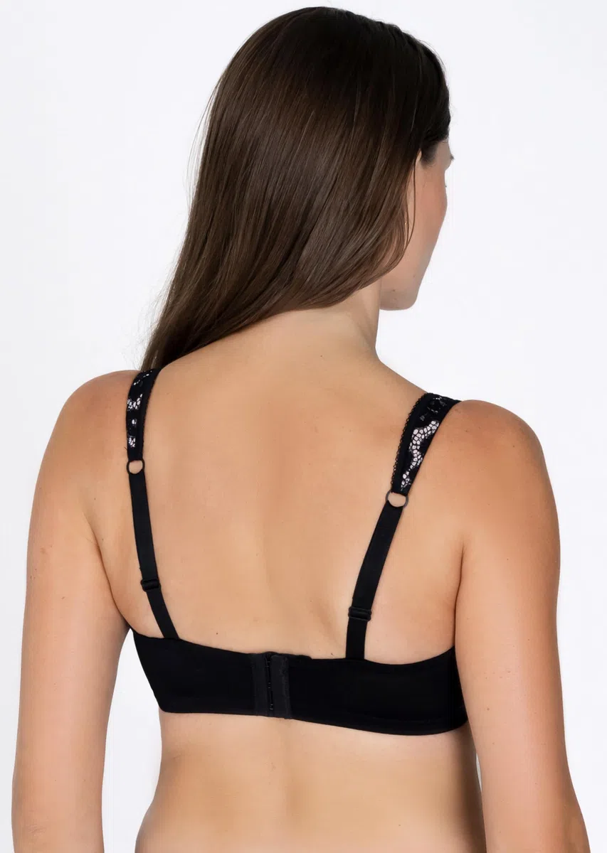 ROSME Sujetador Balconet de Mujer Lingerie con Tirantes Acolchados, Negro/Beige, Talla 100F