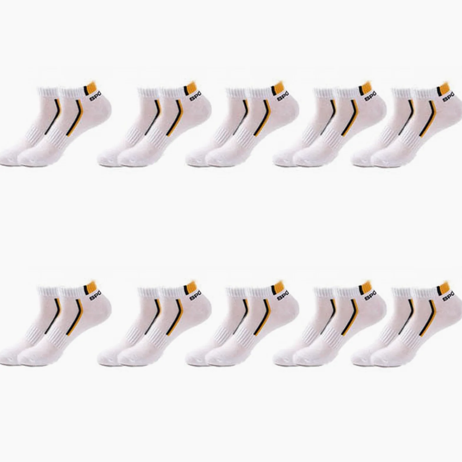 UKKO Calcetines de Hombre 10 Parines Hombres Calcetines De Los Hombres Calcetines De Algodón Transpirables Verano Corte Delgado Tamaño Corto 38-48-10 White Yellow,Plus Szie43-48