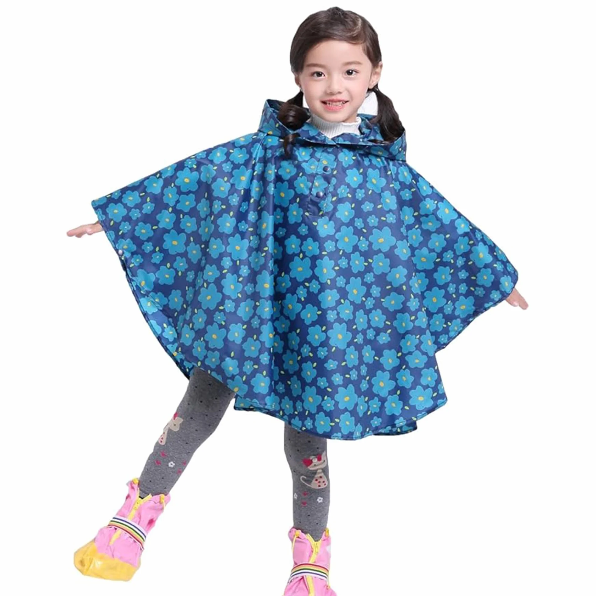 Poncho de Niña, Chubasquero Niño,Impermeables para Hombres y Mujeres para Niños, Impermeable Capa con Capucha Talla S hasta XL Niños 1 hasta 12 años