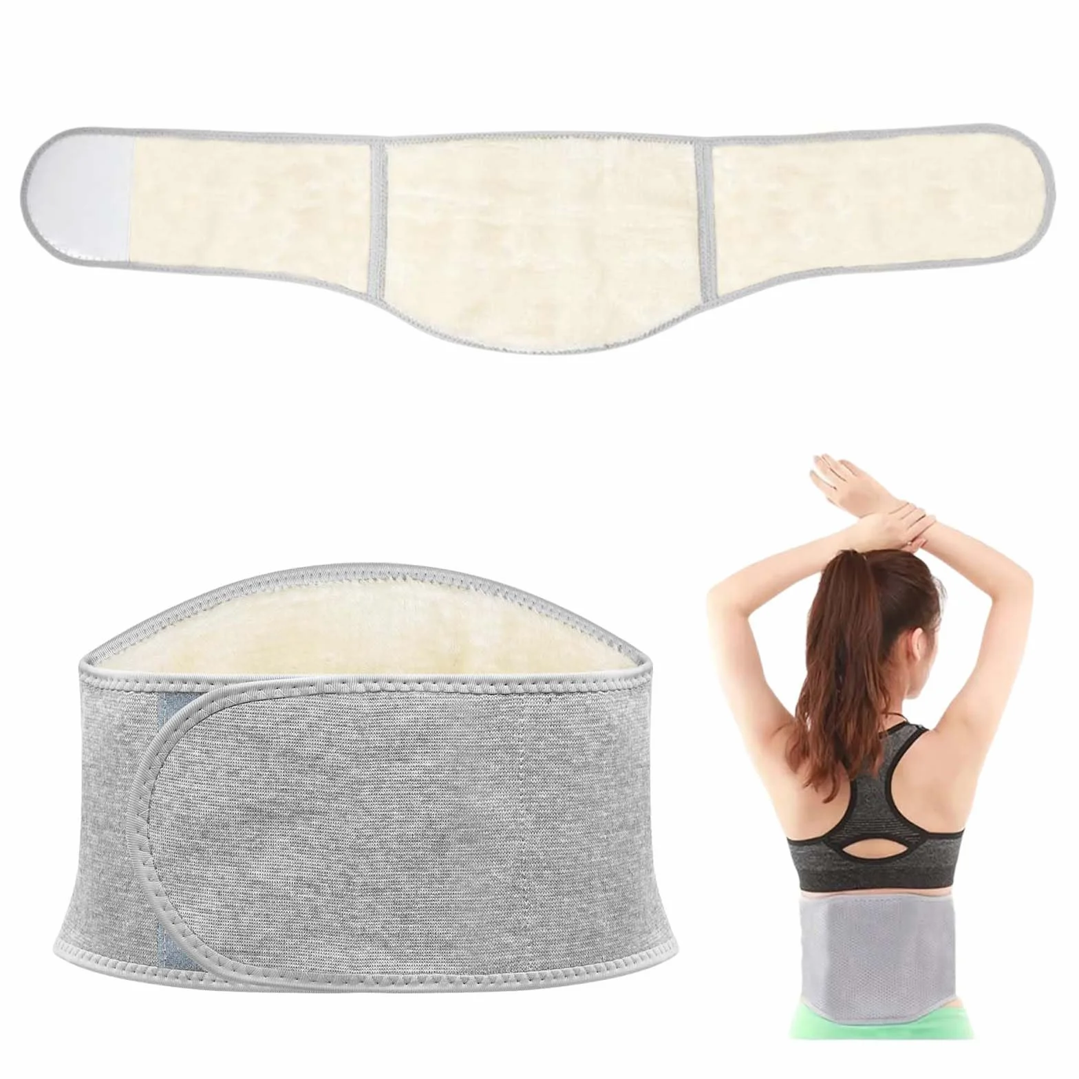 Winter Warmer Rückengurt,Calentador de espalda,Cinturón Lumbar de Peluche,Cinturón de soporte lumbar para mujer,cinturón de apoyo lumbar,cintura de apoyo caliente,Unisex Wärmegürtel (L) Weiß