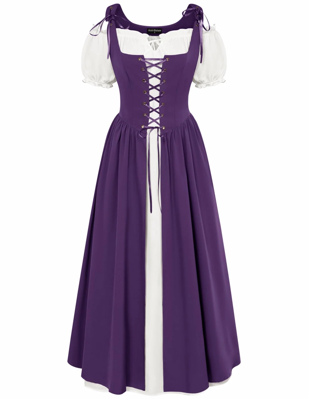 SCARLET DARKNESS Vestido midi renacentista para mujer, estilo medieval