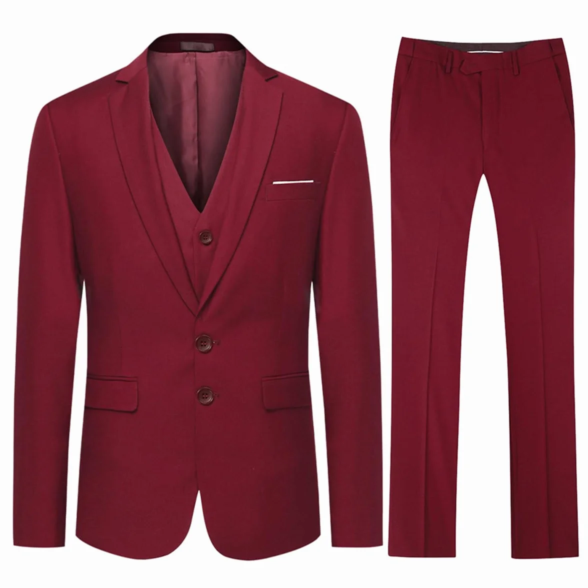 Traje de 3 piezas para hombre Allthemen, ajustado, dos botones, para la oficina