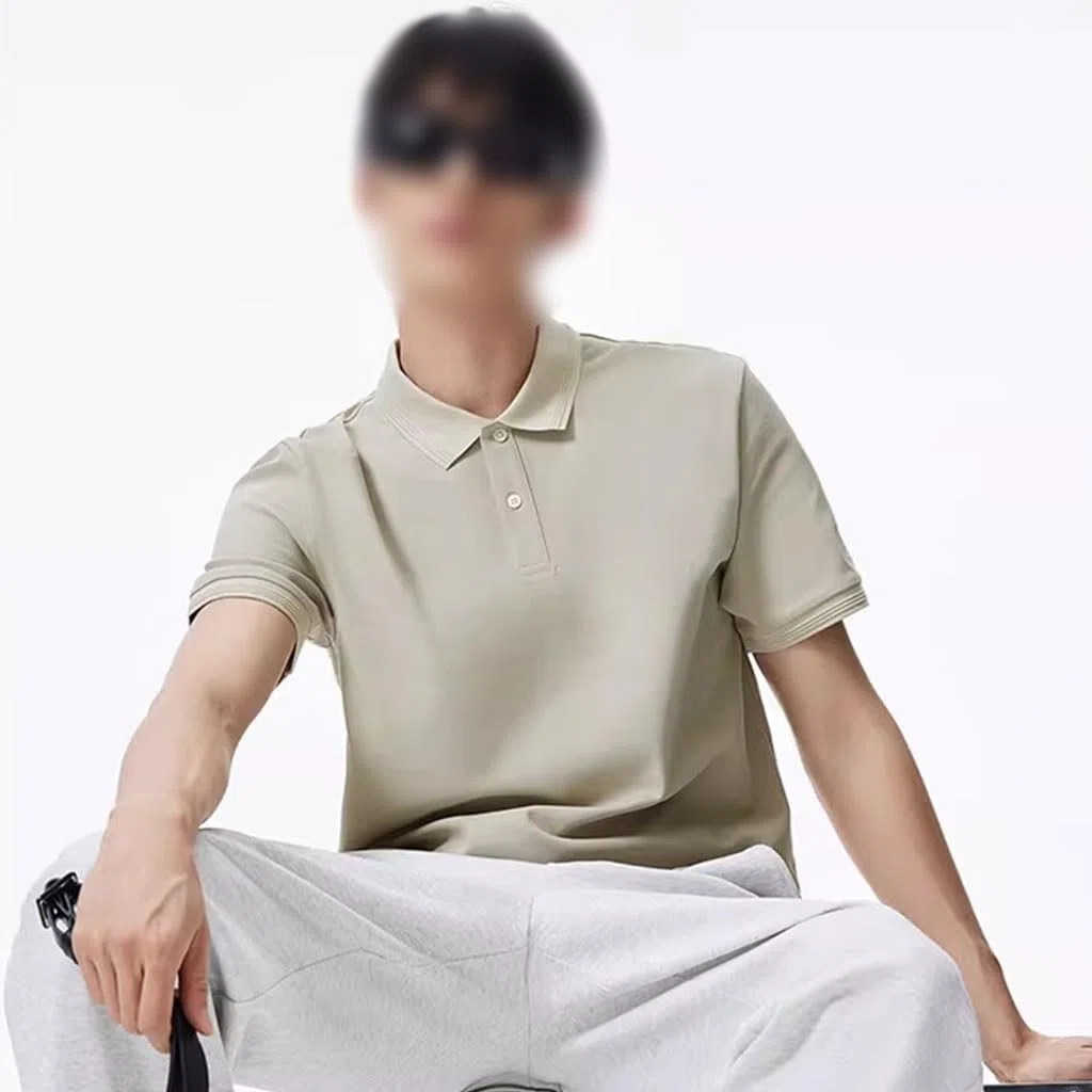 Camiseta Casual con Cuello De 2 Botones, Polo De Manga Corta De Sensación Fresca para Hombre, con Dobladillo con Abertura Lateral