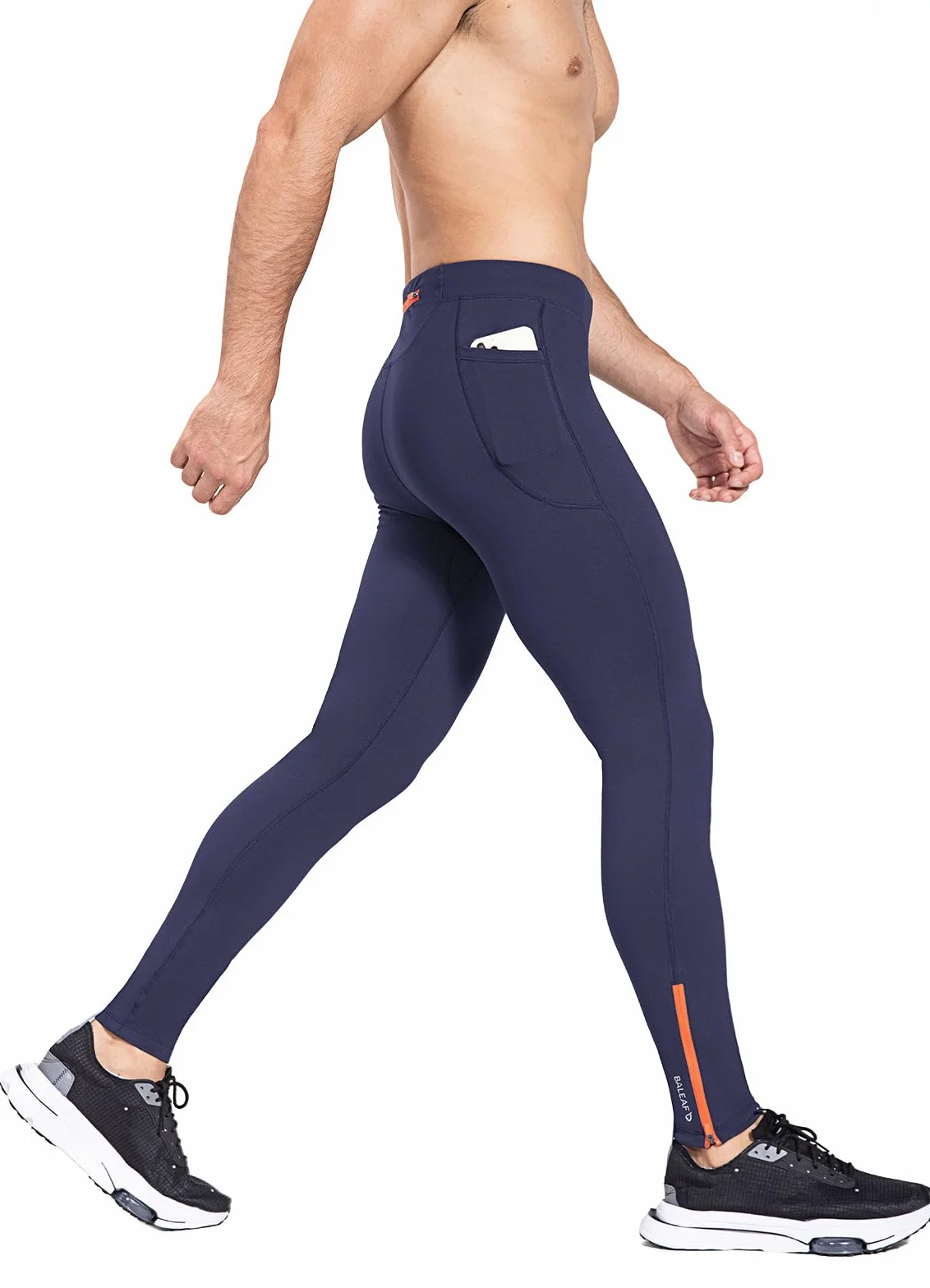 BALEAF Pantalones largos de compresión para hombre impermeables térmicos con bolsillo con cremallera