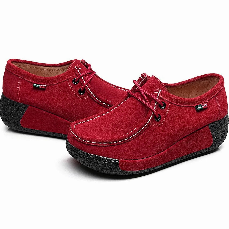 rismart Mujer Zapatos Formal Plataforma Oculto Tacón Cuña Gamuza Zapatillas De Moda