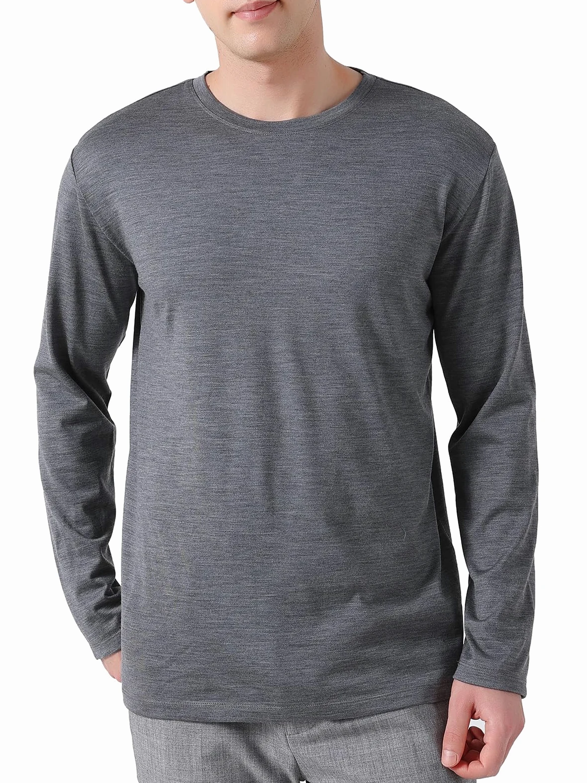 Camiseta de manga larga de lana merino 100 % para hombre, ropa interior térmica para hombre