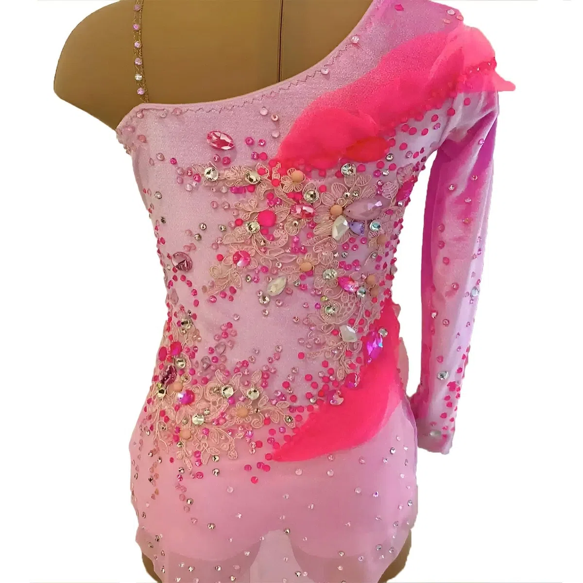 Maillot De Gimnasia Rítmica for Niñas Con Decoración Floral, Uniformes De Gimnasia De Competición Transpirables for Mujer