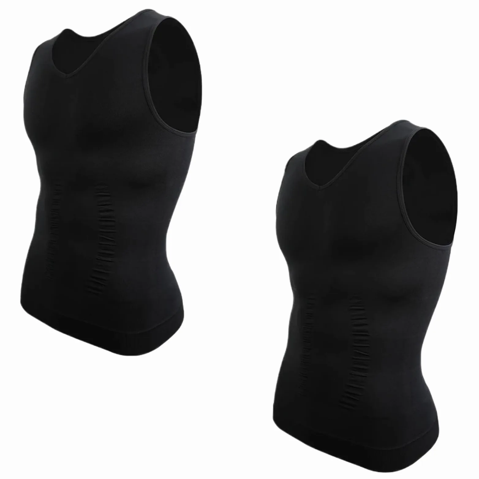 Prendas Moldeadoras Hombre Camiseta de compresión Cuello en V for Hombre (2 Unidades), Moldeadora Corporal, Chaleco Adelgazante, Ropa Interior sin Mangas for Abdomen