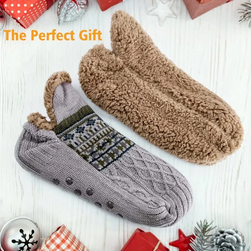 Calcetines Antideslizantes Hombre Mujer Gruesos Zapatillas Calcetines Térmicos con Forro Polar Pinzas Antideslizantes para Casa
