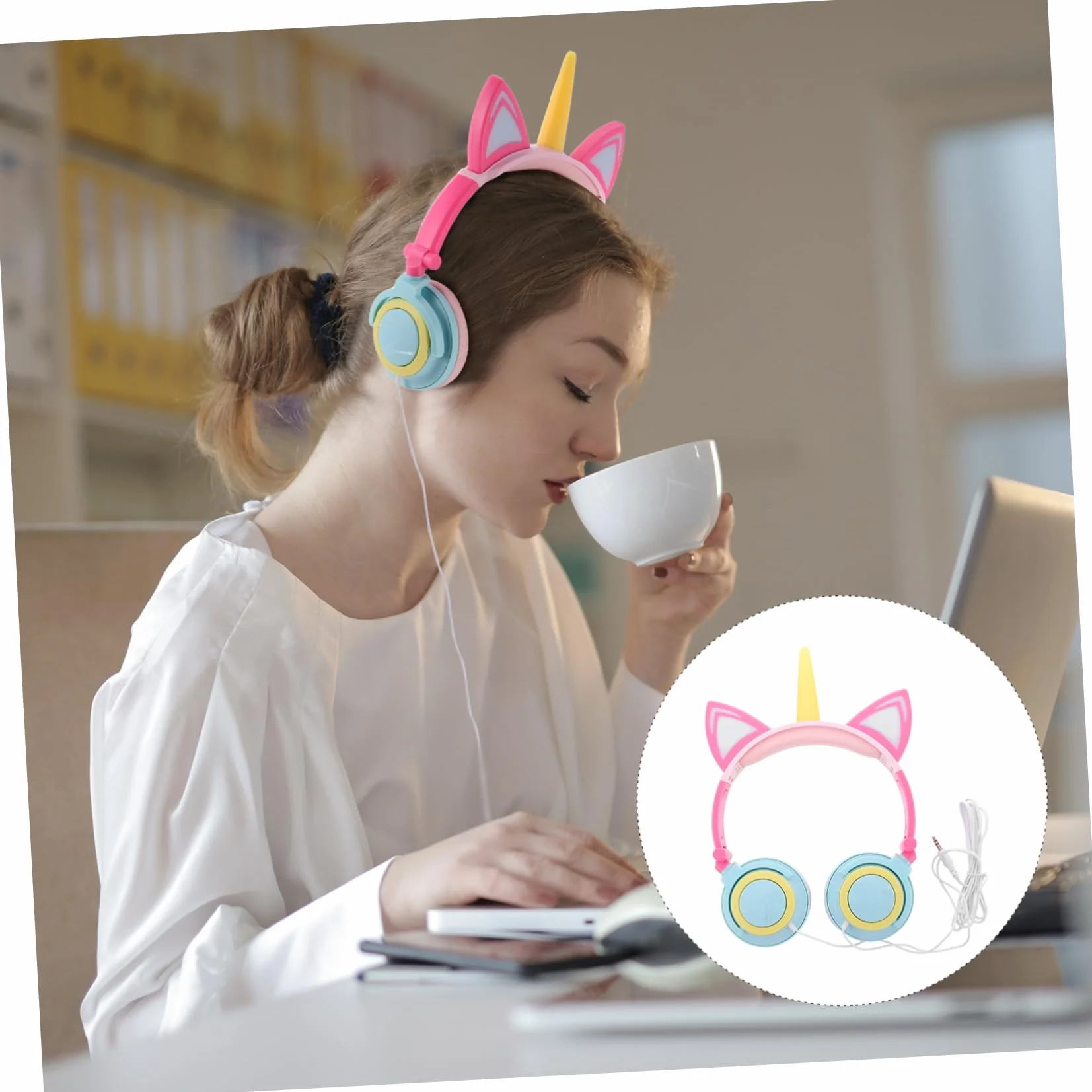 Auriculares De Unicornio Brillantes para Niñas Forma De Unicornio Fabricados Resistente para Jugar El Parque o Fiestas De Cumpleaños
