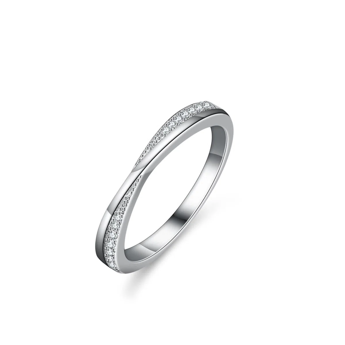 Anillo de oro para mujer, oro blanco, alianzas delicadas con diamantes, anillos de boda de oro auténtico para mujer