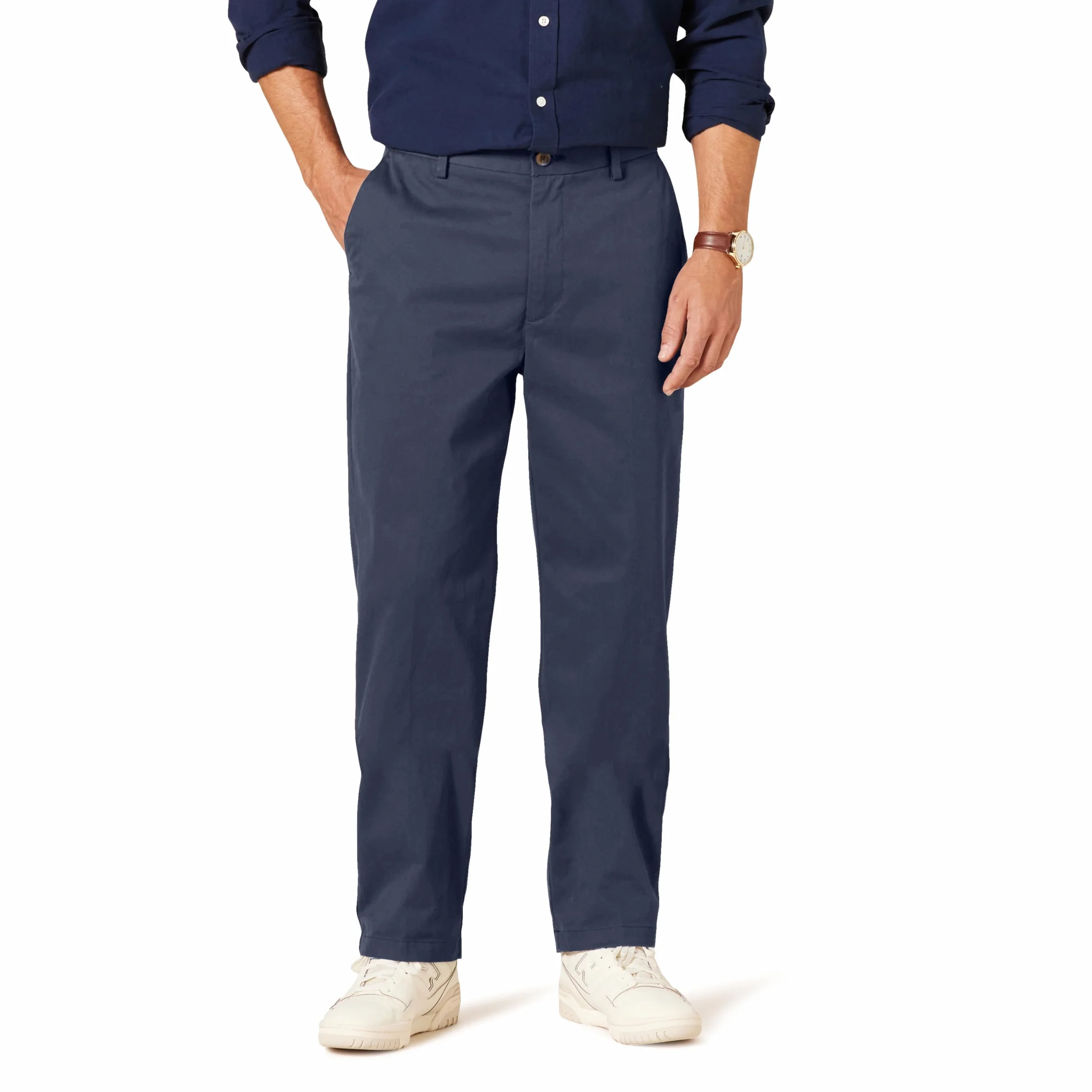 Amazon Essentials Pantalones Chinos Elásticos con Parte Delantera Lisa, Corte Clásico, Resistentes a las Arrugas Hombre