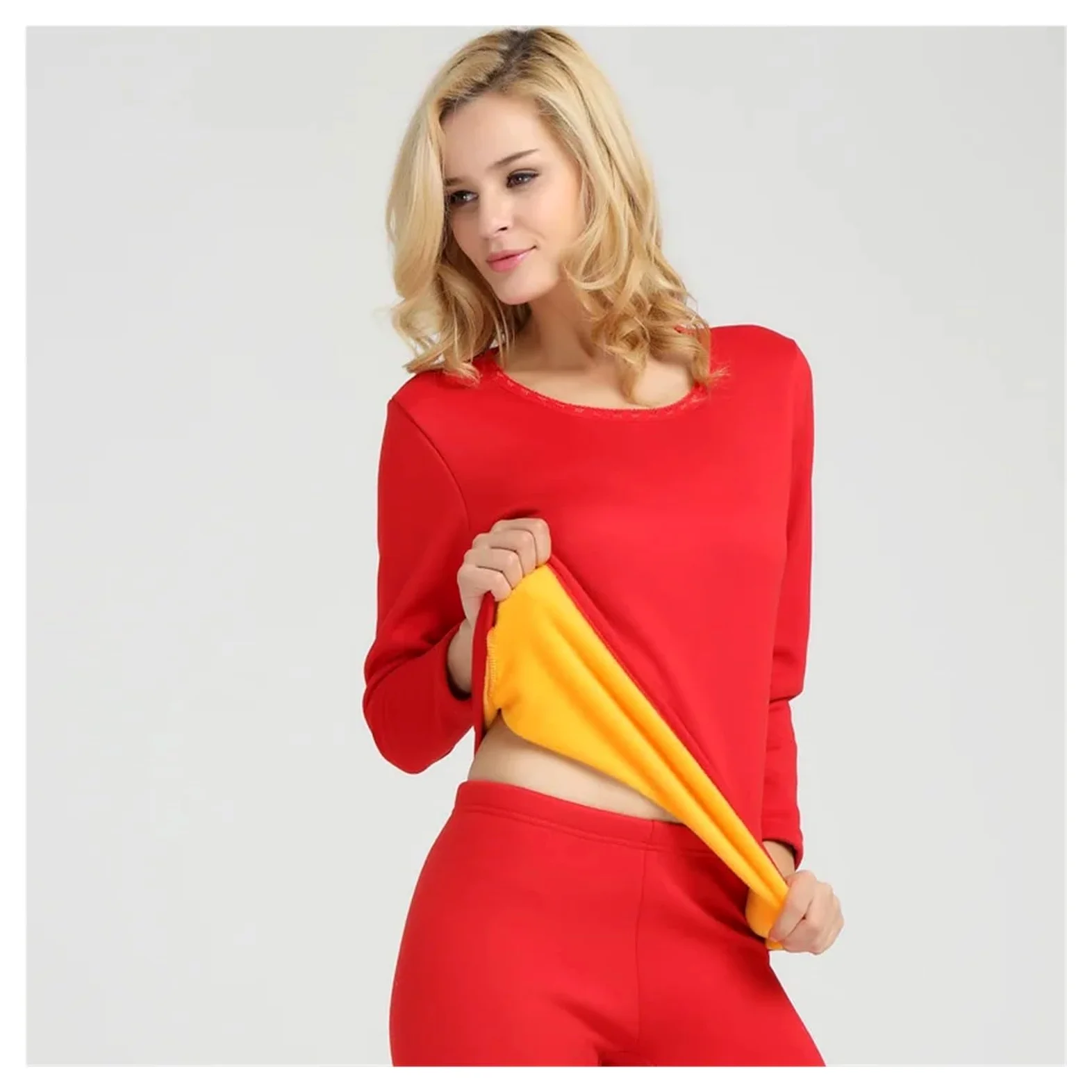 Ropa Interior Térmica Conjuntos de Ropa Interior Femenina, térmica íntima, Invierno Forro Polar, 2 Piezas, Tallas Grandes Desde L hasta 6XL