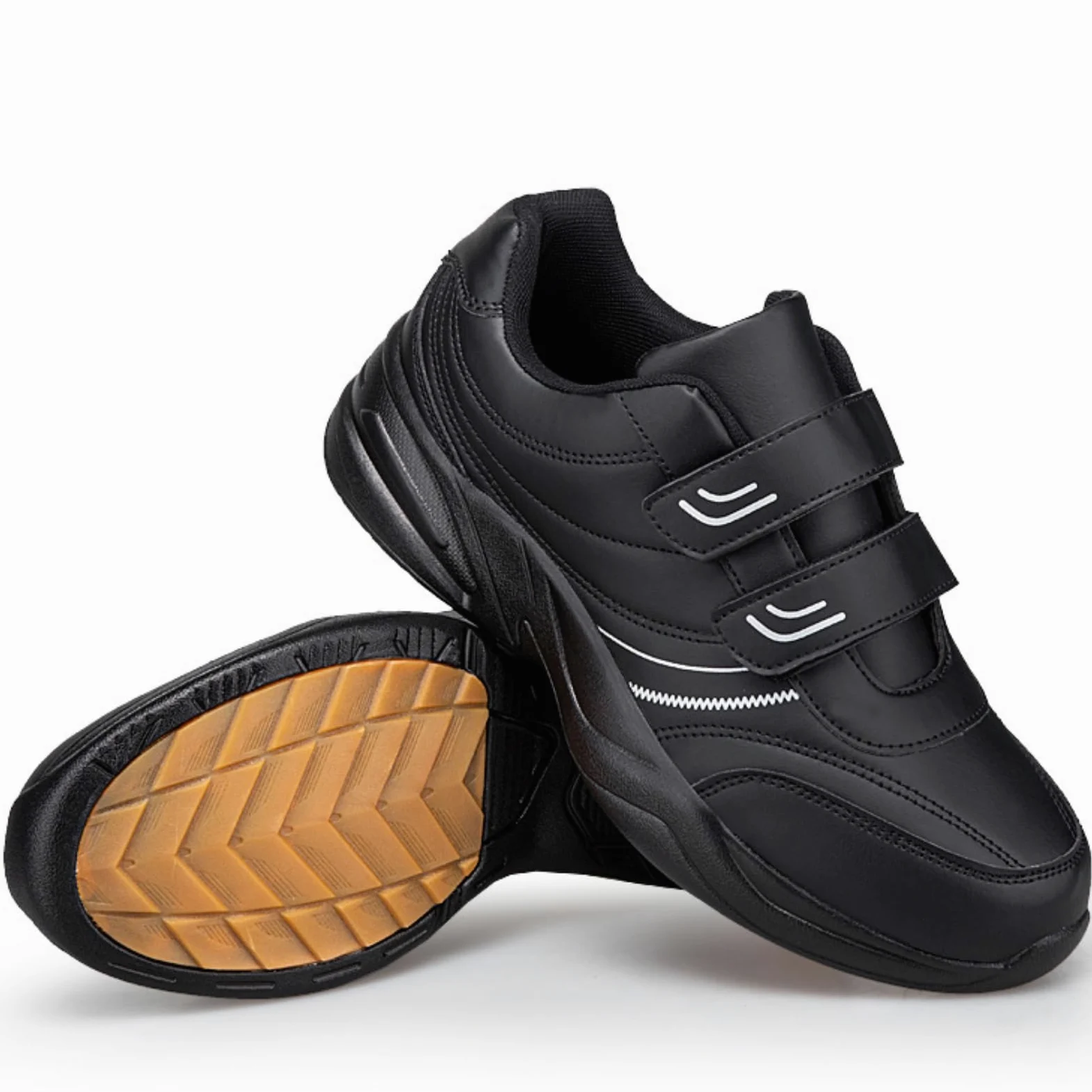 Zapatillas de Deporte Hombre Zapatos de Cuero Anchos Hombres | Zapatillas para Caminar Hombre Zapatos de piel para diabéticos Cierre Ajustable Hinchados o Diabéticos
