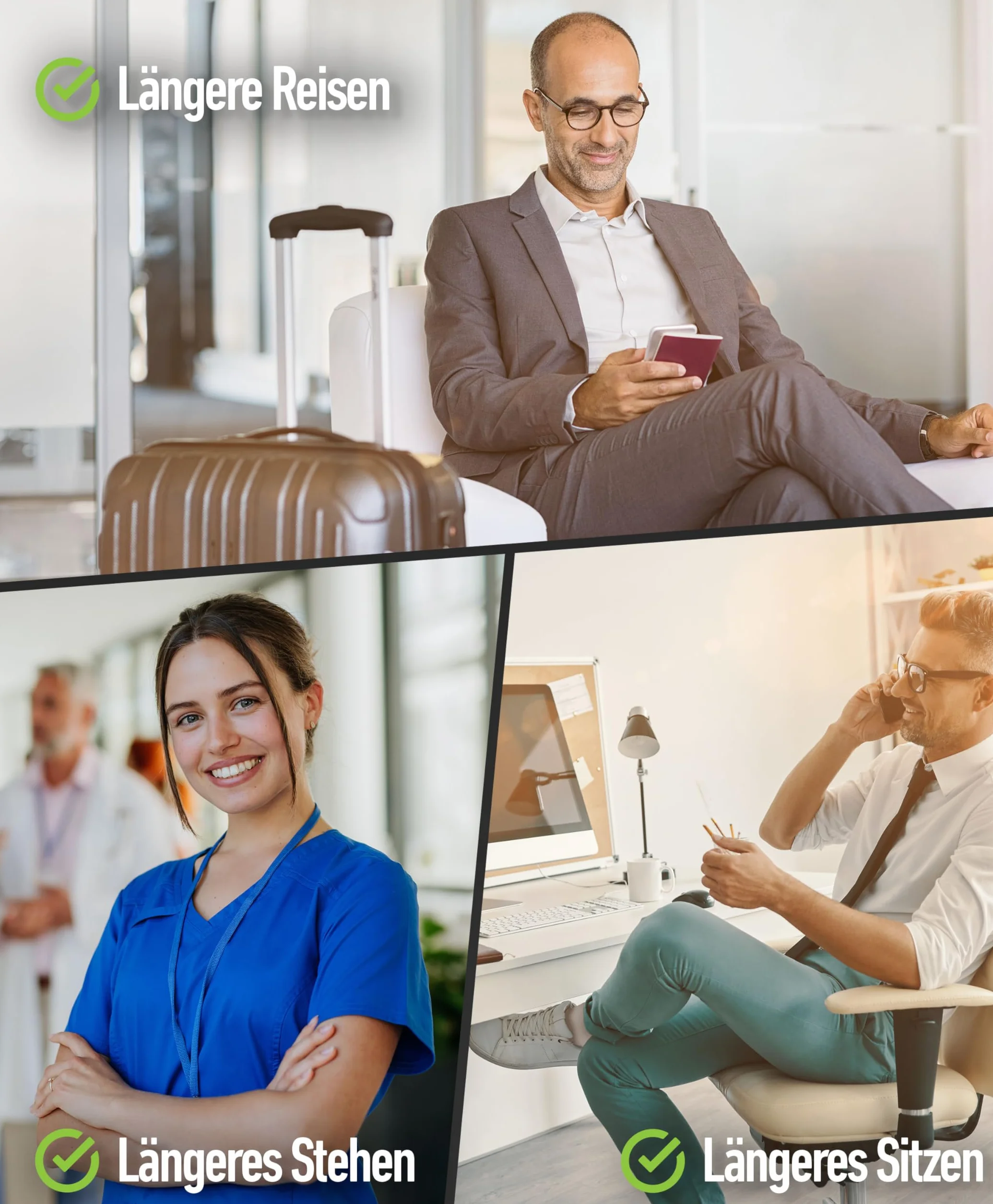 CORE GORIMO - Medias de compresión para hombre y mujer - Transpirables - Medias de apoyo y medias de trombosis para trabajos de pie, vuelos y deportes