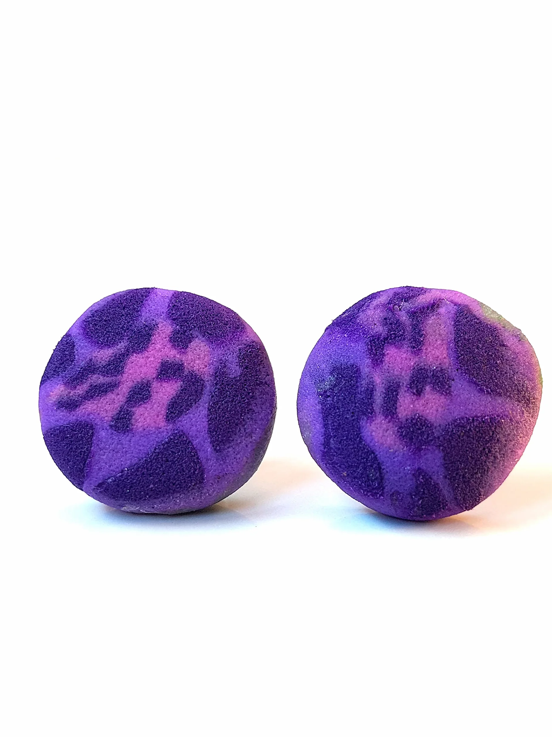 Pendientes Botón Lilas Terciopelo de arcilla polimérica Pieza única regalo original