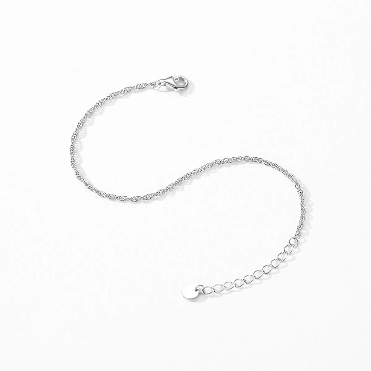 Pulseras Oro Blanco Mujer 9Kilates / 14Kilates / 18Kilates, Cadena de Simple, Cadena Extensible 16 CM + 5 CM, Pulseras Plata Mujer Ajustable