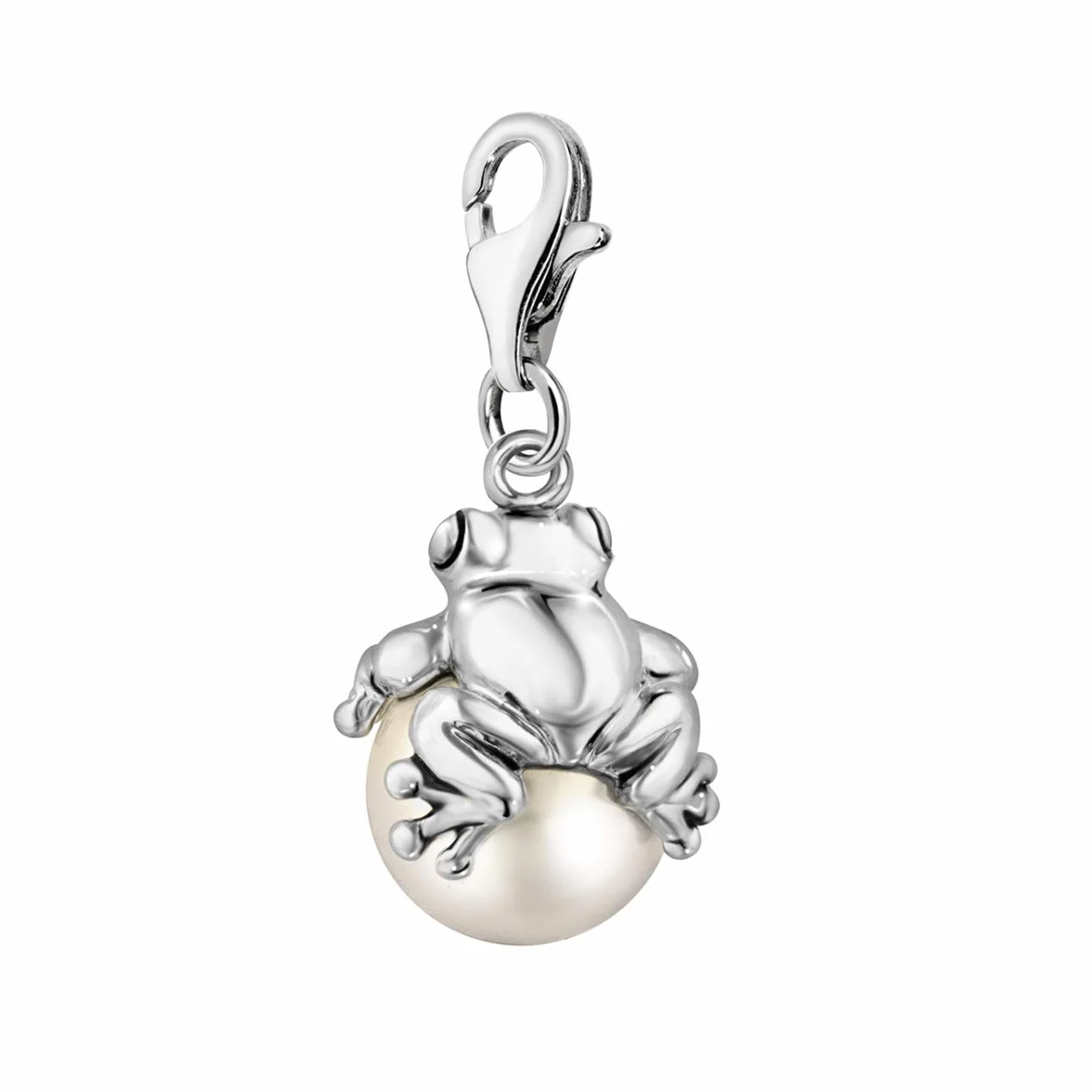Quiges Charm con Cierre Rana en Perla Plateado Abalorios Joyería