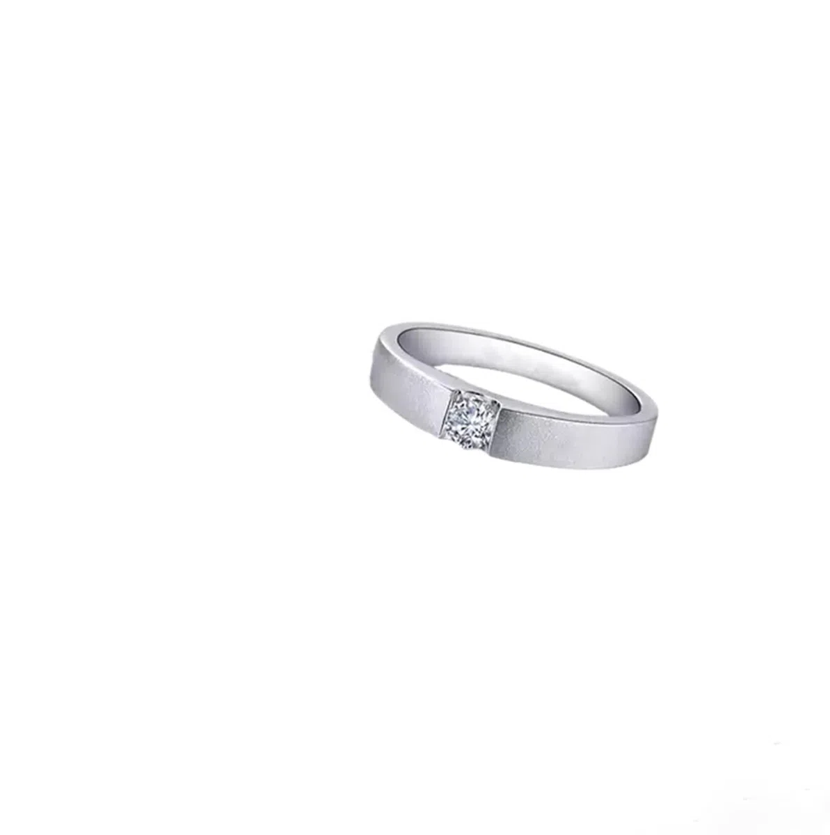 Anillo de platino para hombre, moderno, blanco, diamante y plata, anillo de compromiso Pt950, talla 52 (16,6)