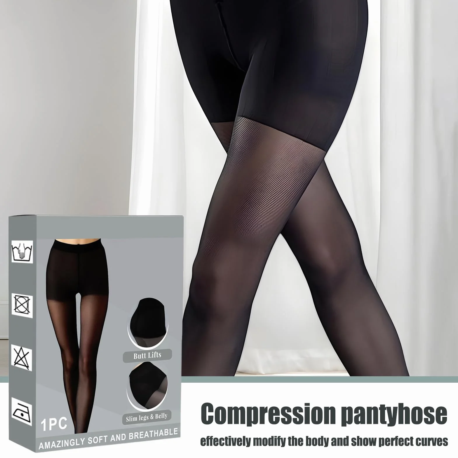Compression Pantyhose, Support Stockings Tights, Breathable Shaping Leggings, Slimming High-Stretch Fit for Work, Dance, Date, Home, Social Gathering Wear, 4.37x1.06x6.02 inches