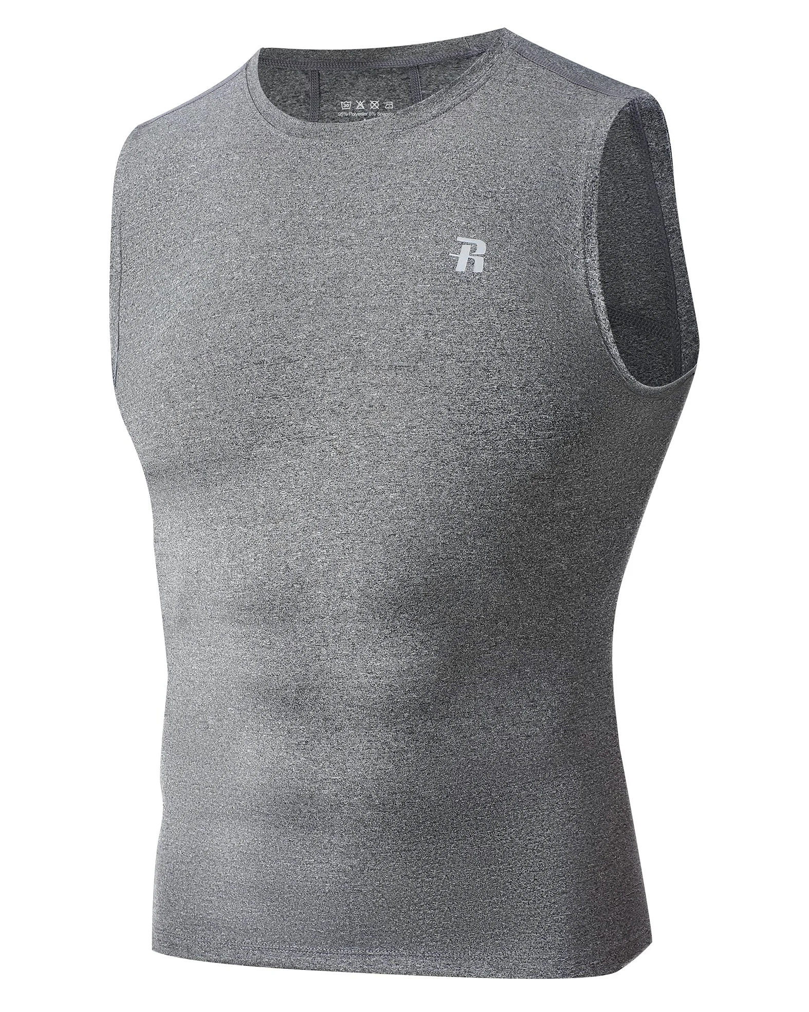 Runhit Camiseta de compresión sin mangas para hombre, atlética, capa base
