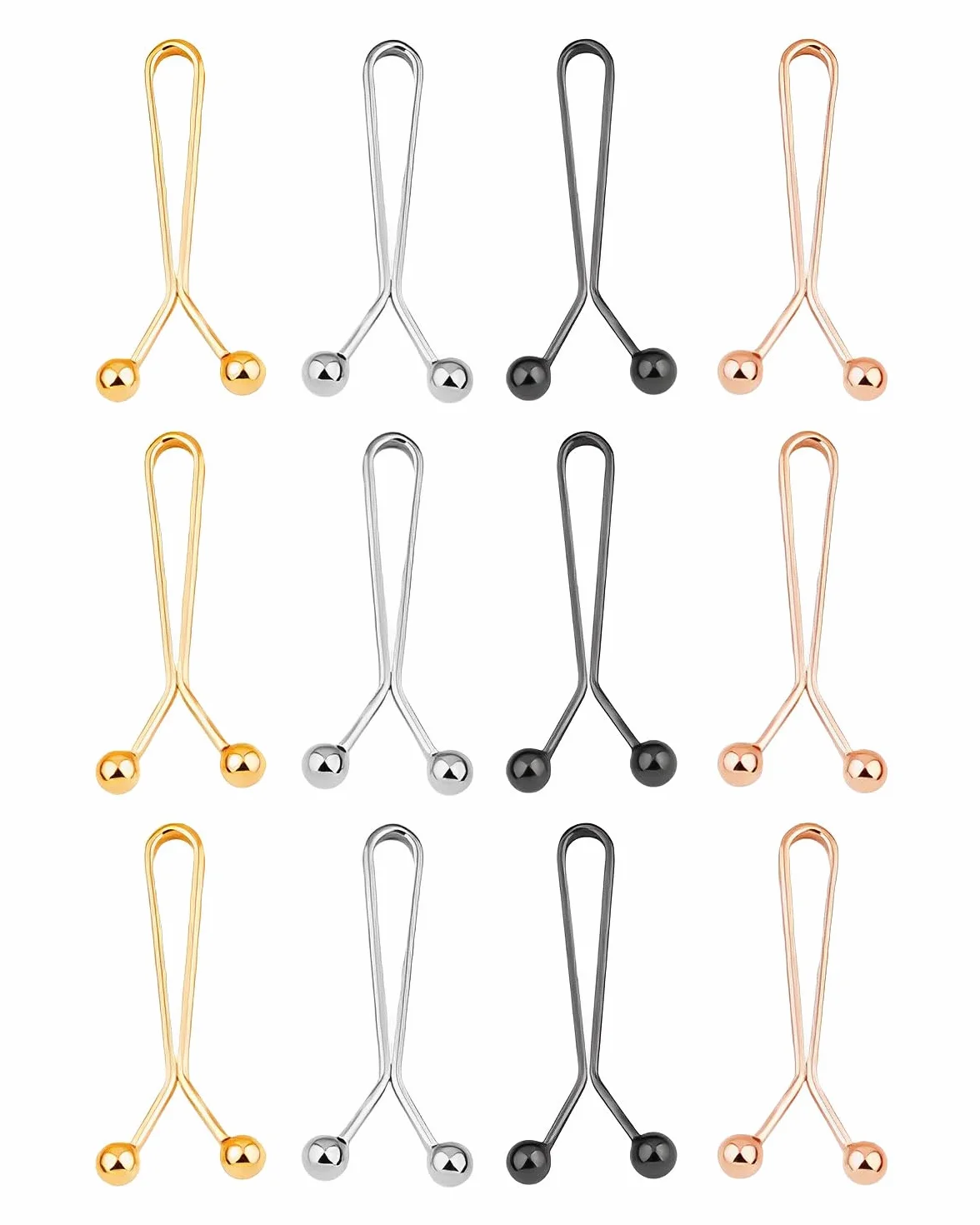 12 Piezas Clip de Ajuste de Pantalones,Adjustable Jeans Buttons,Tensores de Cintura para Pantalones,Botones de Cintura Extraíbles,para Jeans,Faldas,Mangas(Oro,Plata,Negro,Oro-Rosa)