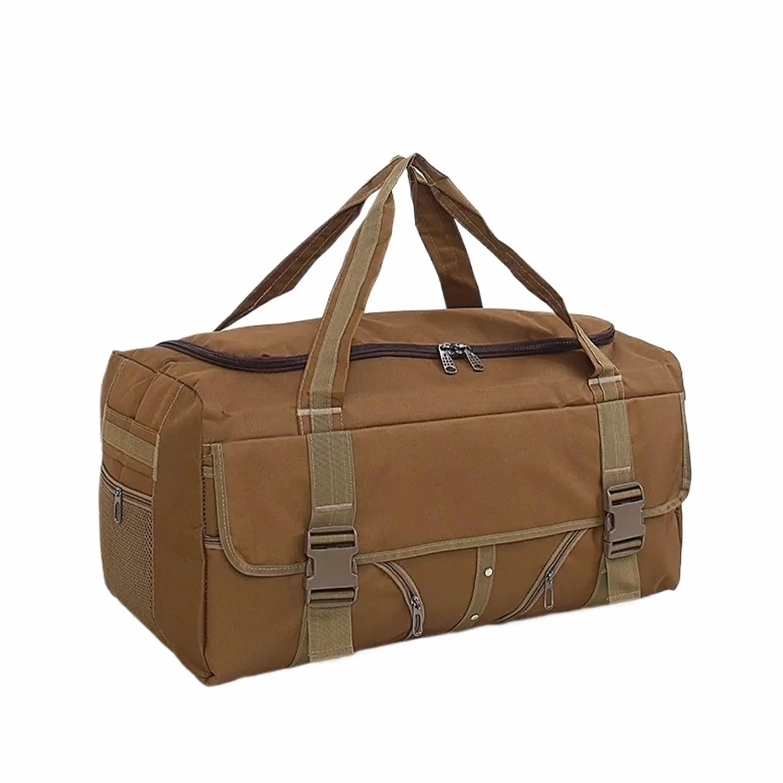VFIDPSU Bolsa de Viaje de Piel Equipaje de Mano Bolsos de Viaje for Hombres Bolsos de Lona for Hombres Bolso de Viaje de Gran Capacidad Bolso Impermeable for Vacaciones de Fin de Semana(Khaki)