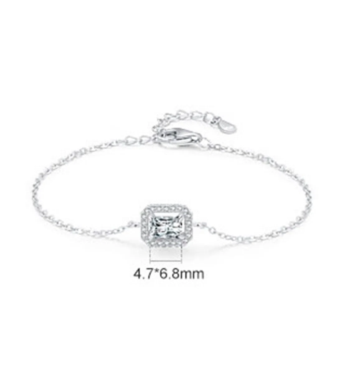 Lindas pulseras de la amistad para mujer con diamantes creados de 0,6 quilates, bonita pulsera de amistad para ella, oro blanco de 18 quilates | Tamaño 20 + 3 cm