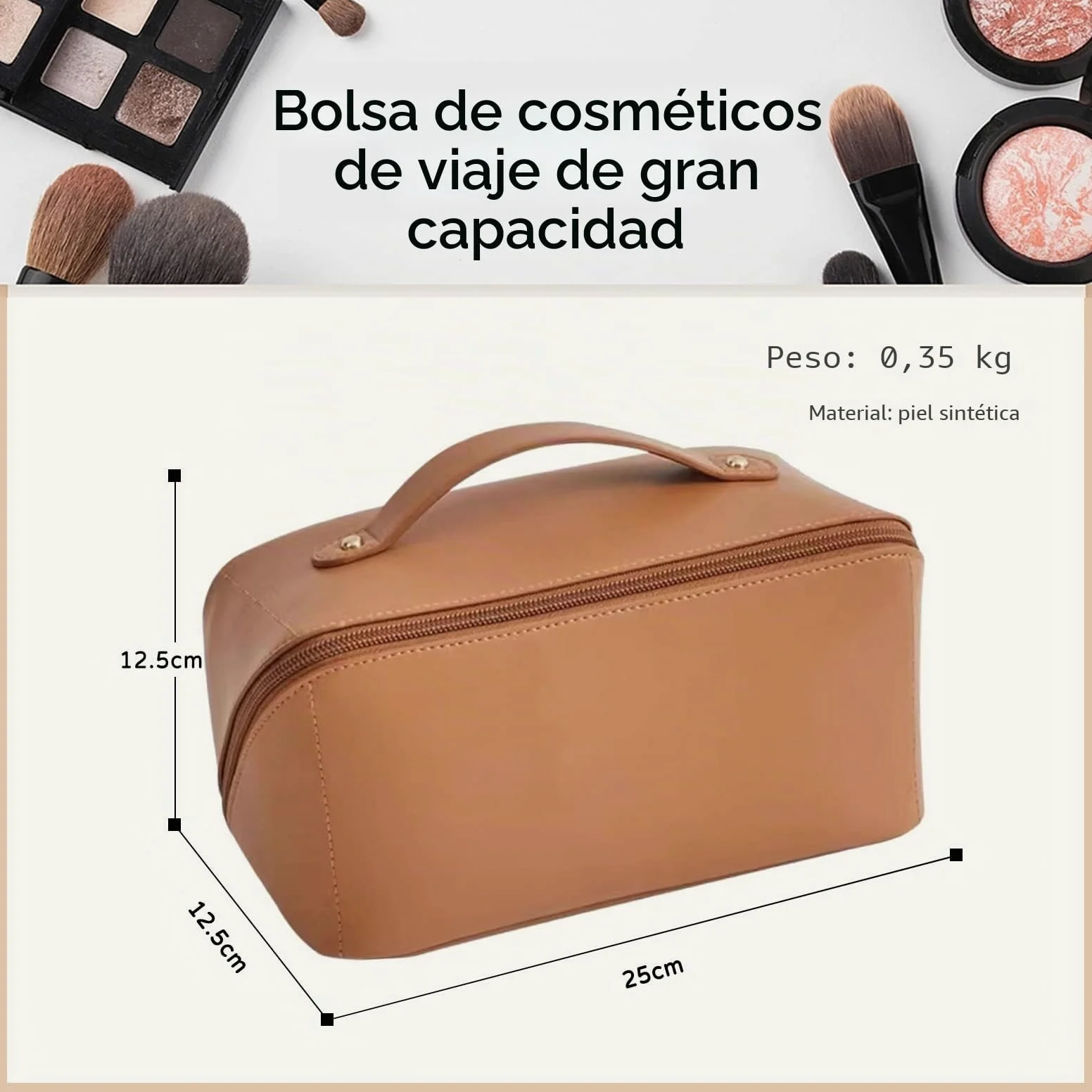 CORIOS Bolsa de Cosméticos para Mujeres Gran Capacidad Bolso de Tocador Impermeable Bolsa de Maquillaje Bolso Portátil del Lavado del Viaje para Viajes Baño Almacenamiento Marrón