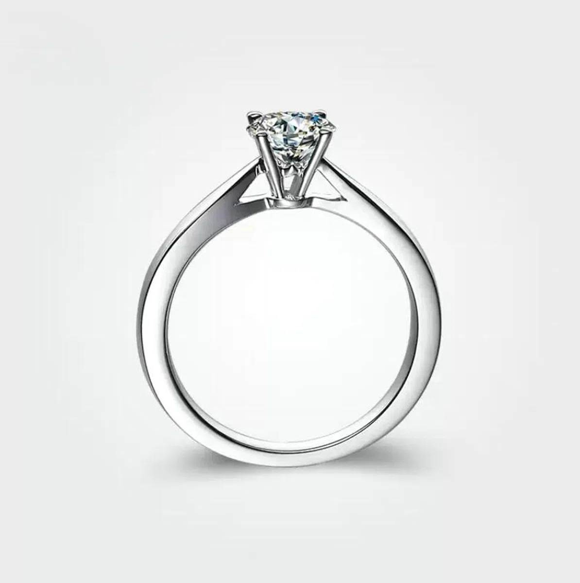 Anillos de compromiso de oro blanco, solitario de 0,5 quilates de diamante para mujer