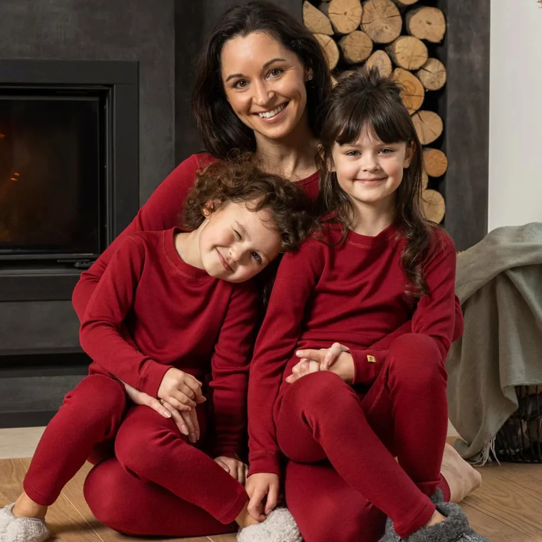 menique Leggings térmicos niños 100% Merino, Cereza, 134-140 | Mallas transpirables de secado rápido para niños y niñas, para fútbol, correr, senderismo, deporte outdoor y clima frío