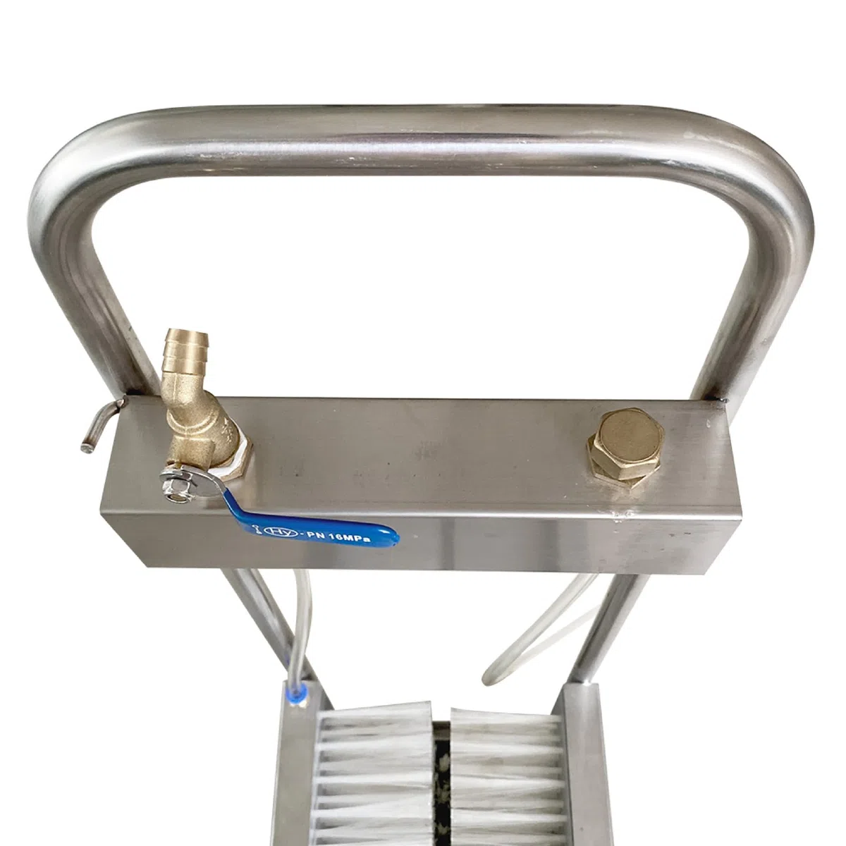 Limpiador de botas de acero inoxidable con pistola de pulverización de agua, limpiador automático multifuncional de zapatos y raspador de cepillo para uso en sitios de construcción de ranchos de