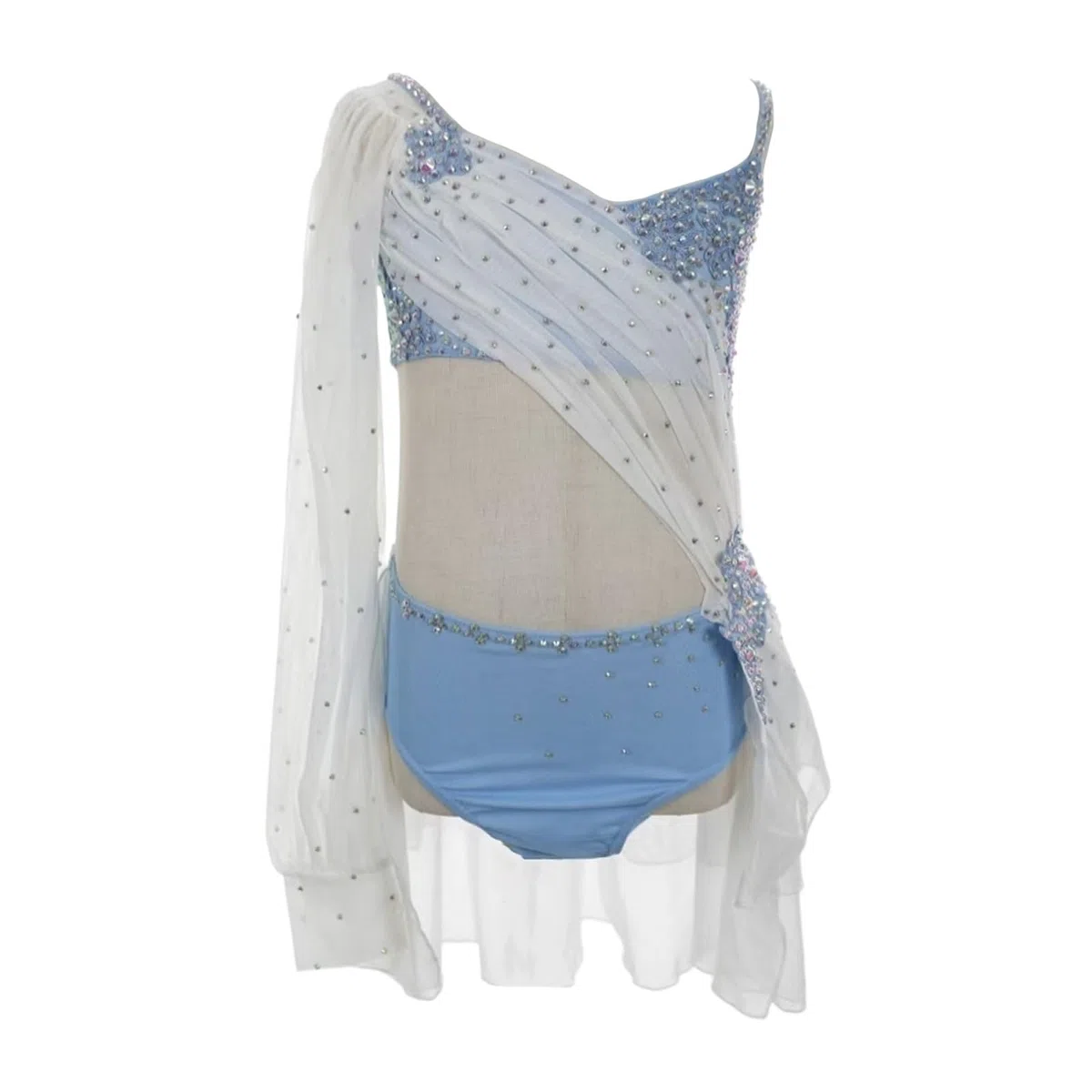 Vestido de danza lírica con pedrería y una manga mujer y adolescente