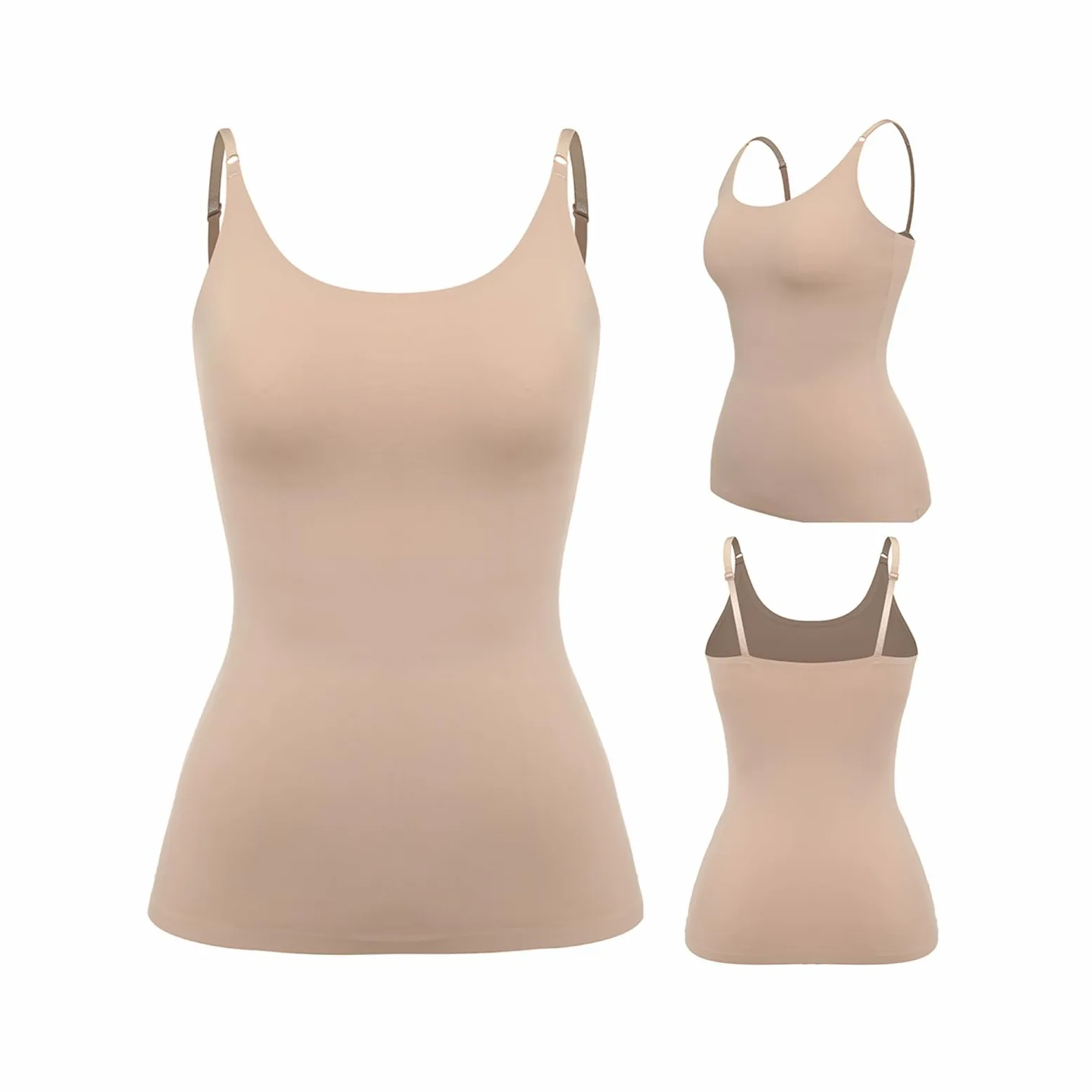 Mujeres Control de Barriga Shapewear Suave Cuerpo Shaping Camisola Camisetas sin Mangas Talla Grande Ropa Interior Adelgazante Moldeador sin Costuras