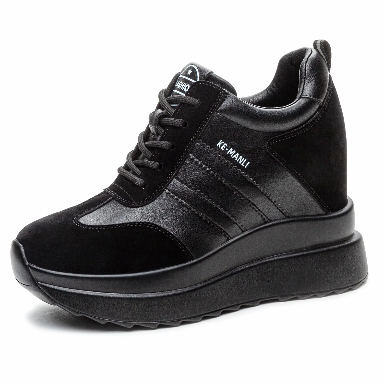 AONETIGER Zapatillas Cuña Mujer Moda Plataforma Tacón 10cm Gr.34-39EU | Antideslizante Transpirable | Cordones Wedge Sneakers Deportivos Ligeras | ideales para Diario, Oficina y Ocio