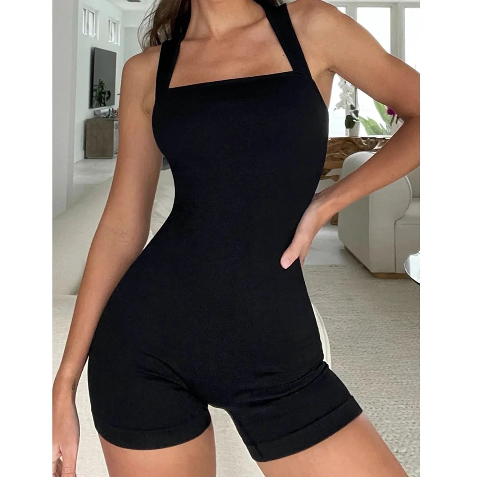 Mono de Yoga Mujer Body de Yoga for mujer, sin espalda, mangas, ceñido al cuerpo, ropa calle, mono una pieza for Fitness, monos transpirables secado rápido